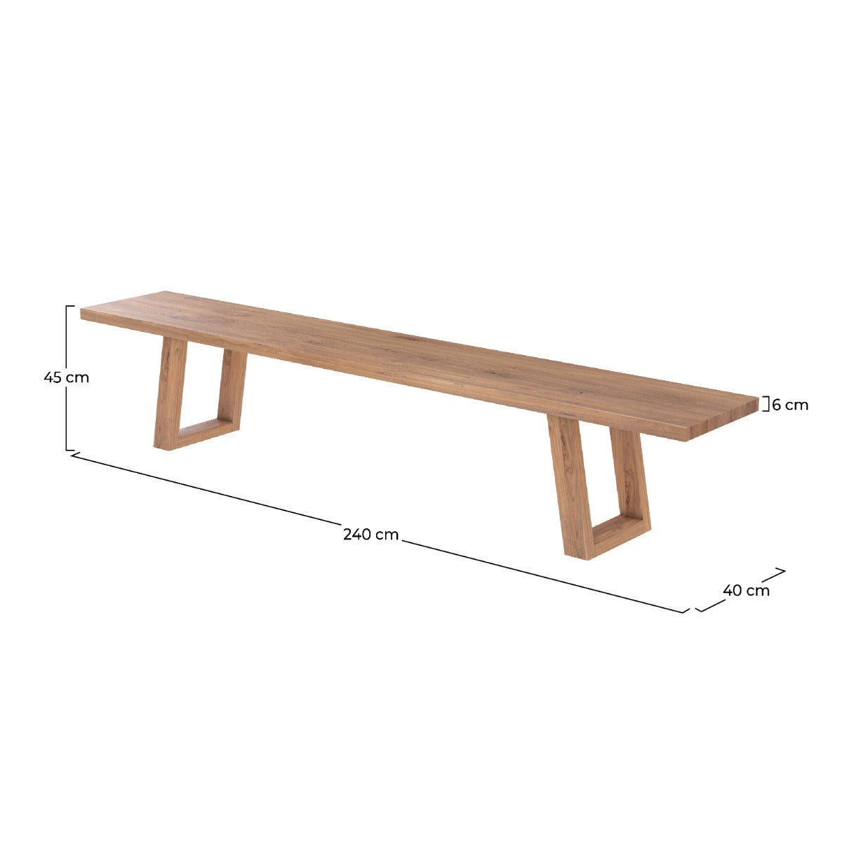 banc marie en bois de teck recycle 240 cm 5 places