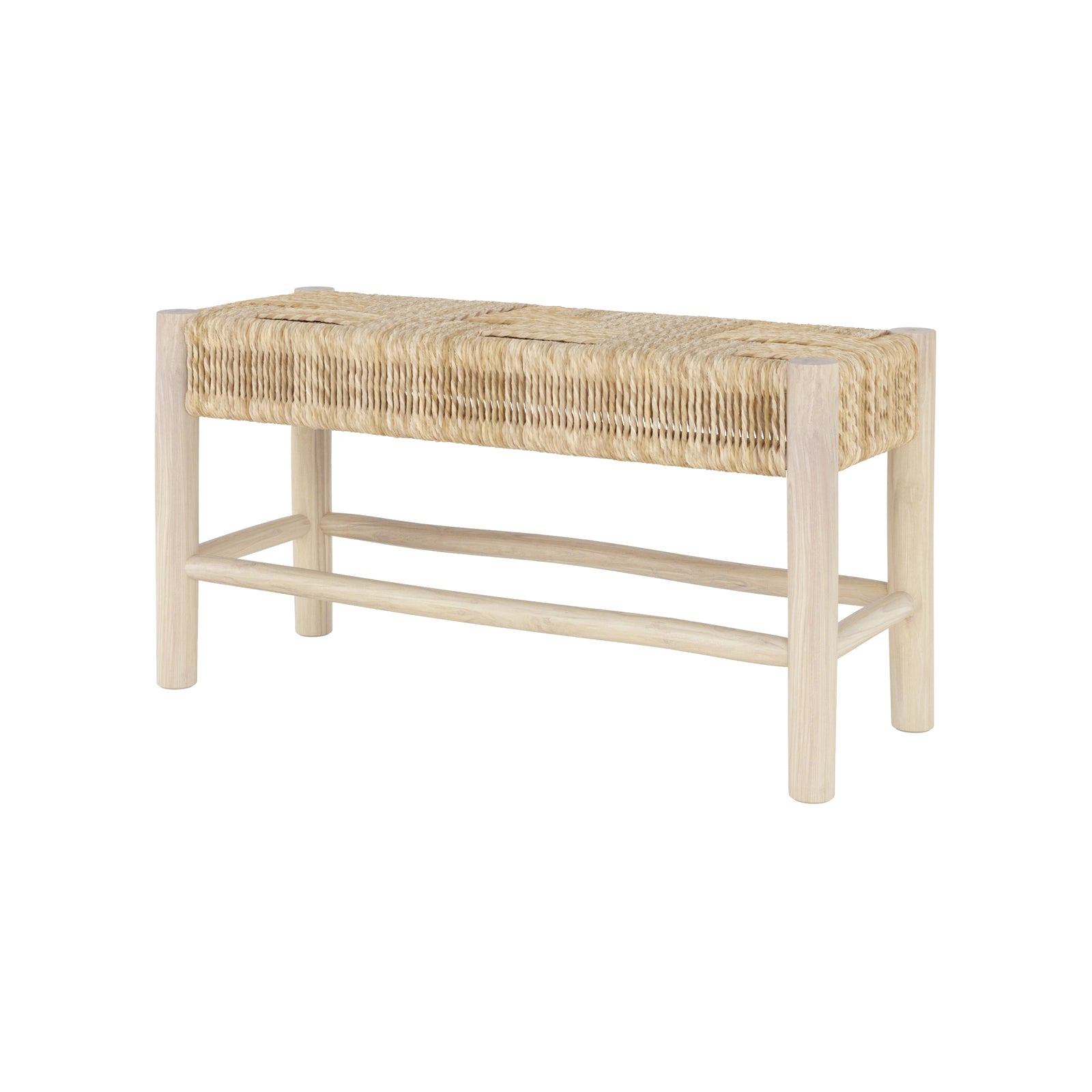 banc popa 2 places en branche de teck assise tresse de bananier fond blanc