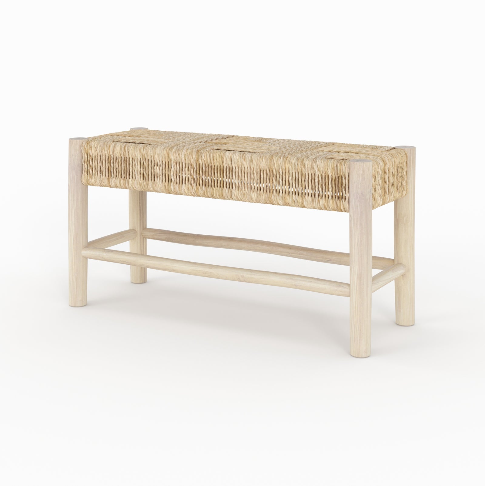 banc popa 2 places en branche de teck assise tresse de bananier