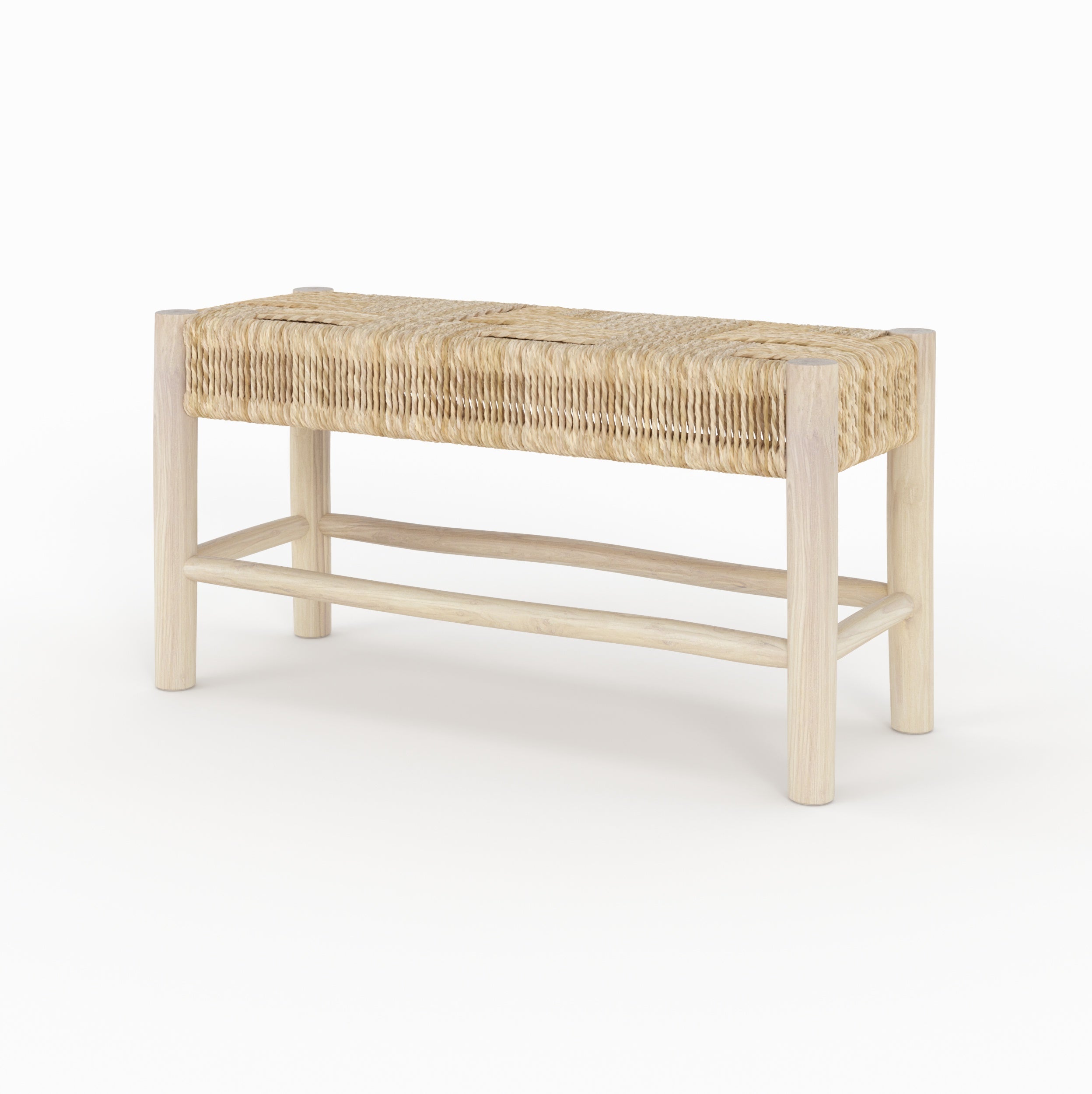 banc popa 2 places en branche de teck assise tresse de bananier
