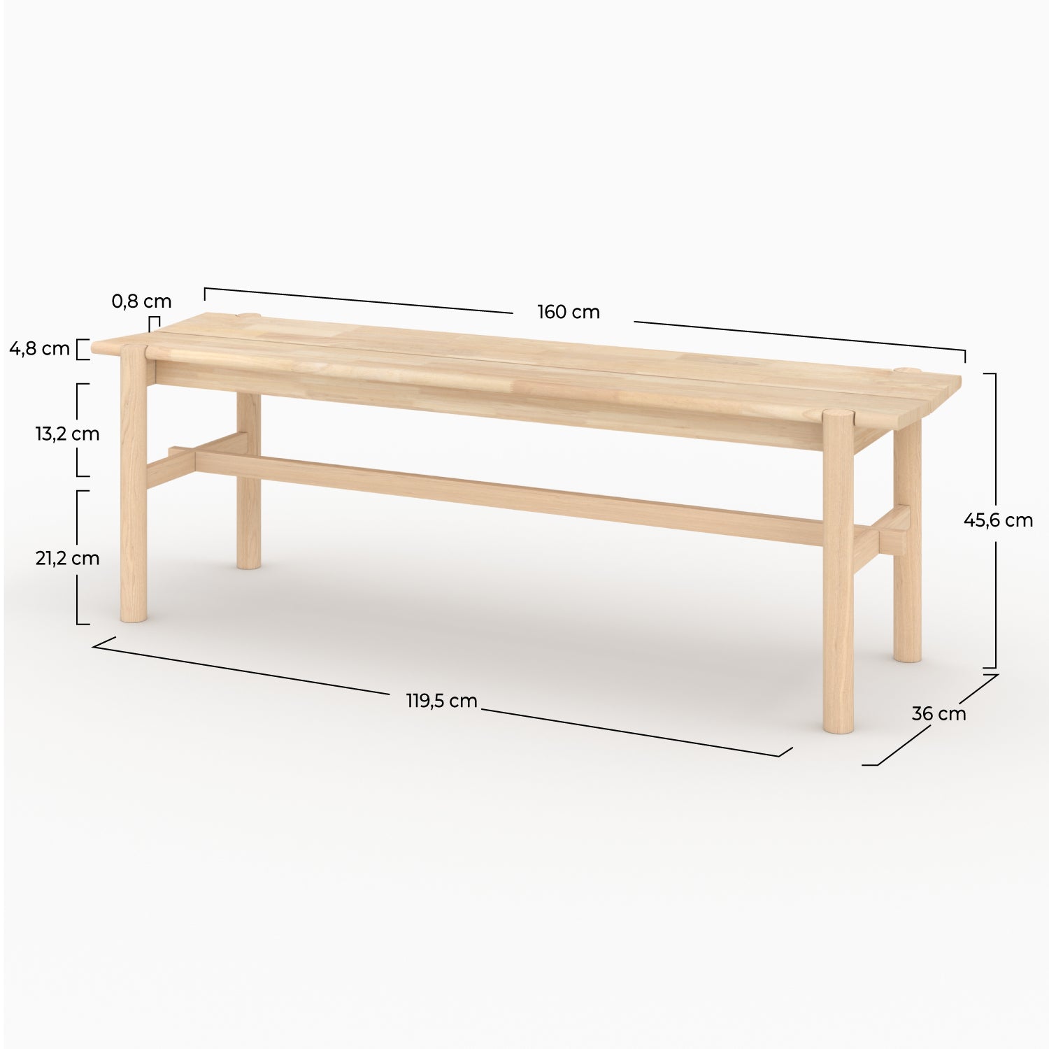 banc suzette 3 personnes en bois clair dim