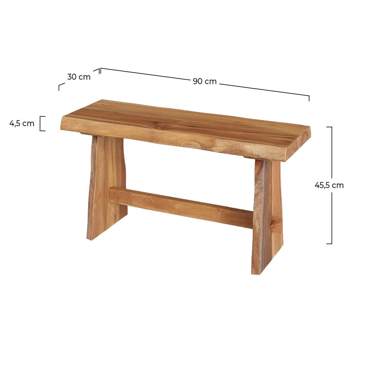 banc vic en bois de teck recycle 90 cm