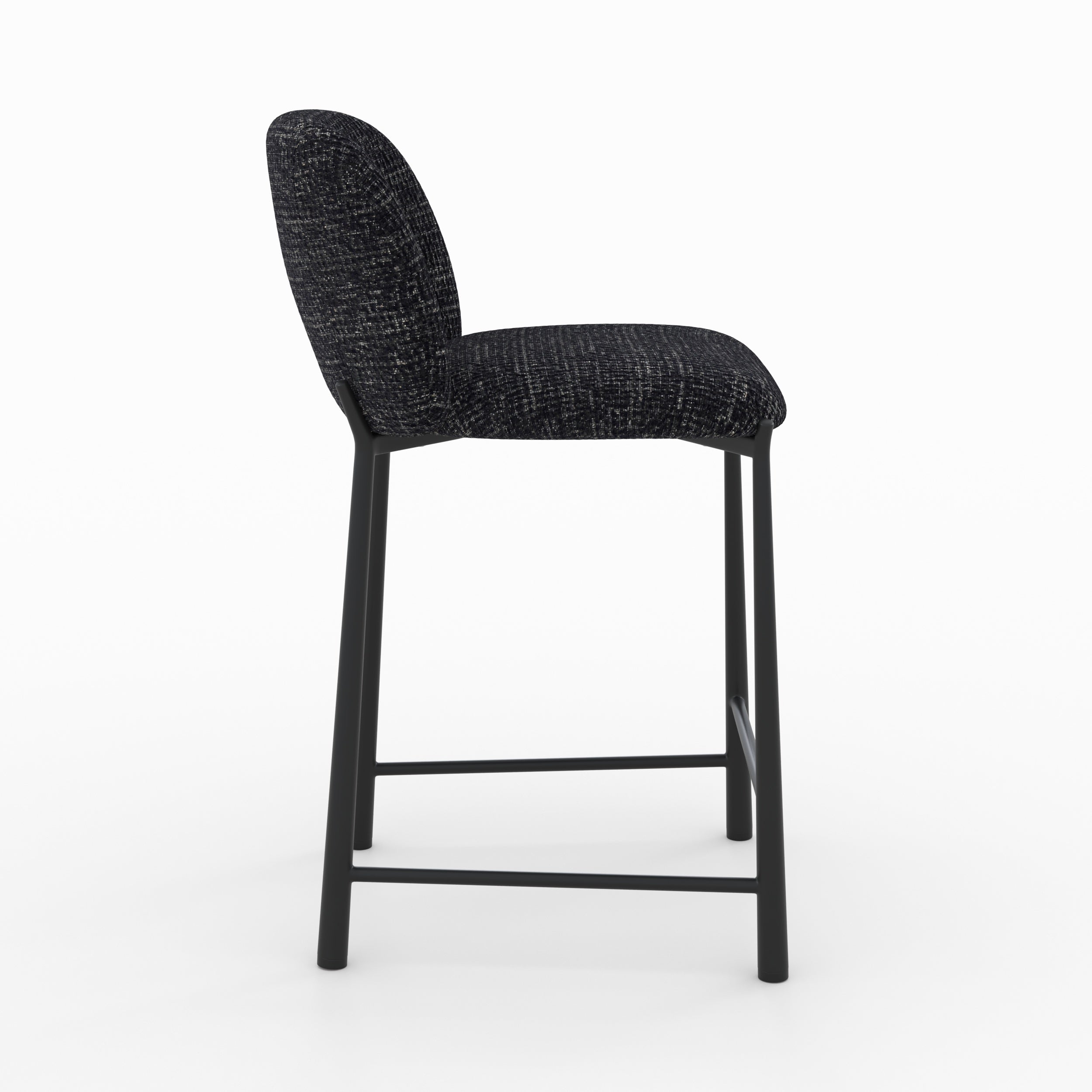 Lot de 2 chaises Bento pour ilot central 65,5 cm en tissu texturé noir