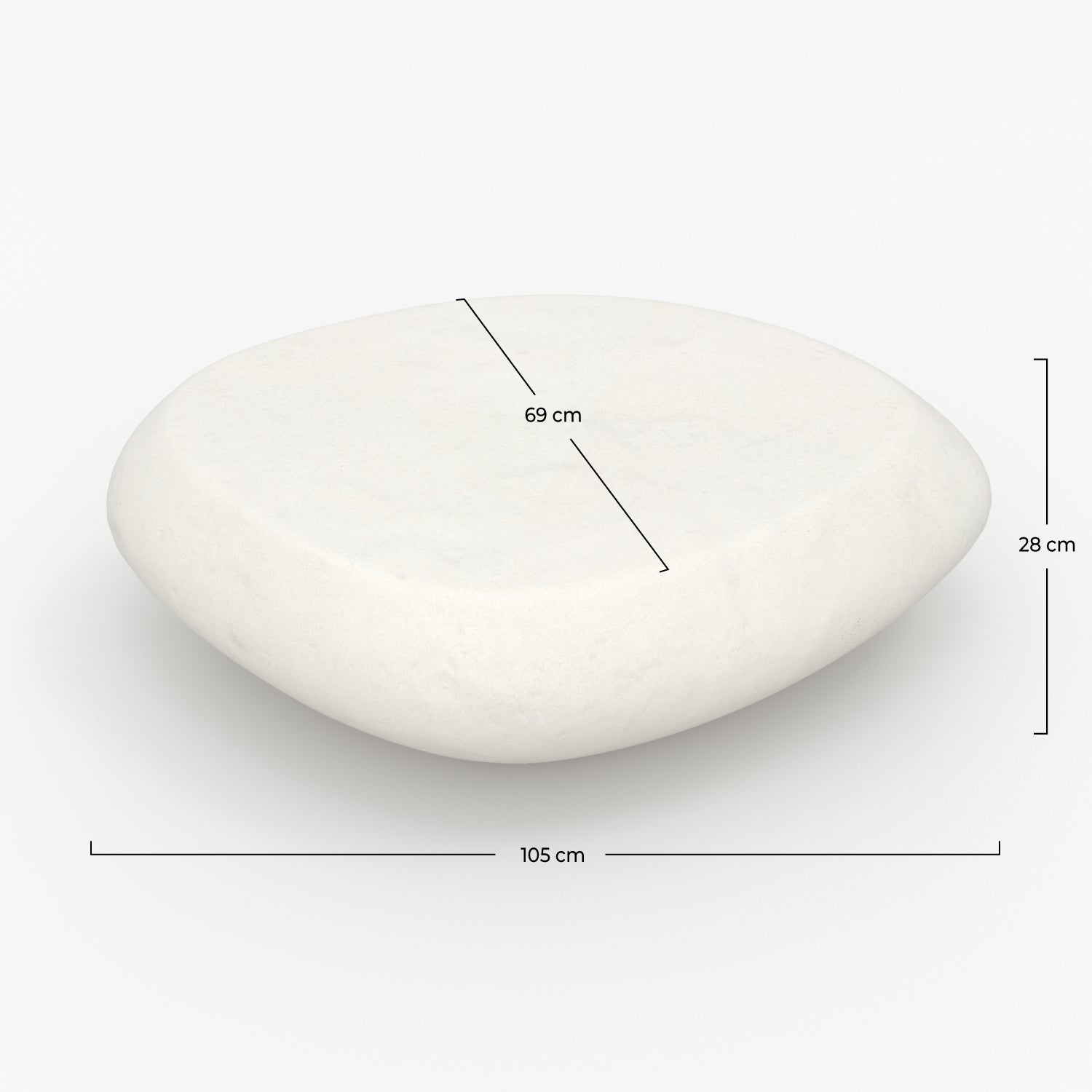 beton table basse maui 105cm blanc ovale
