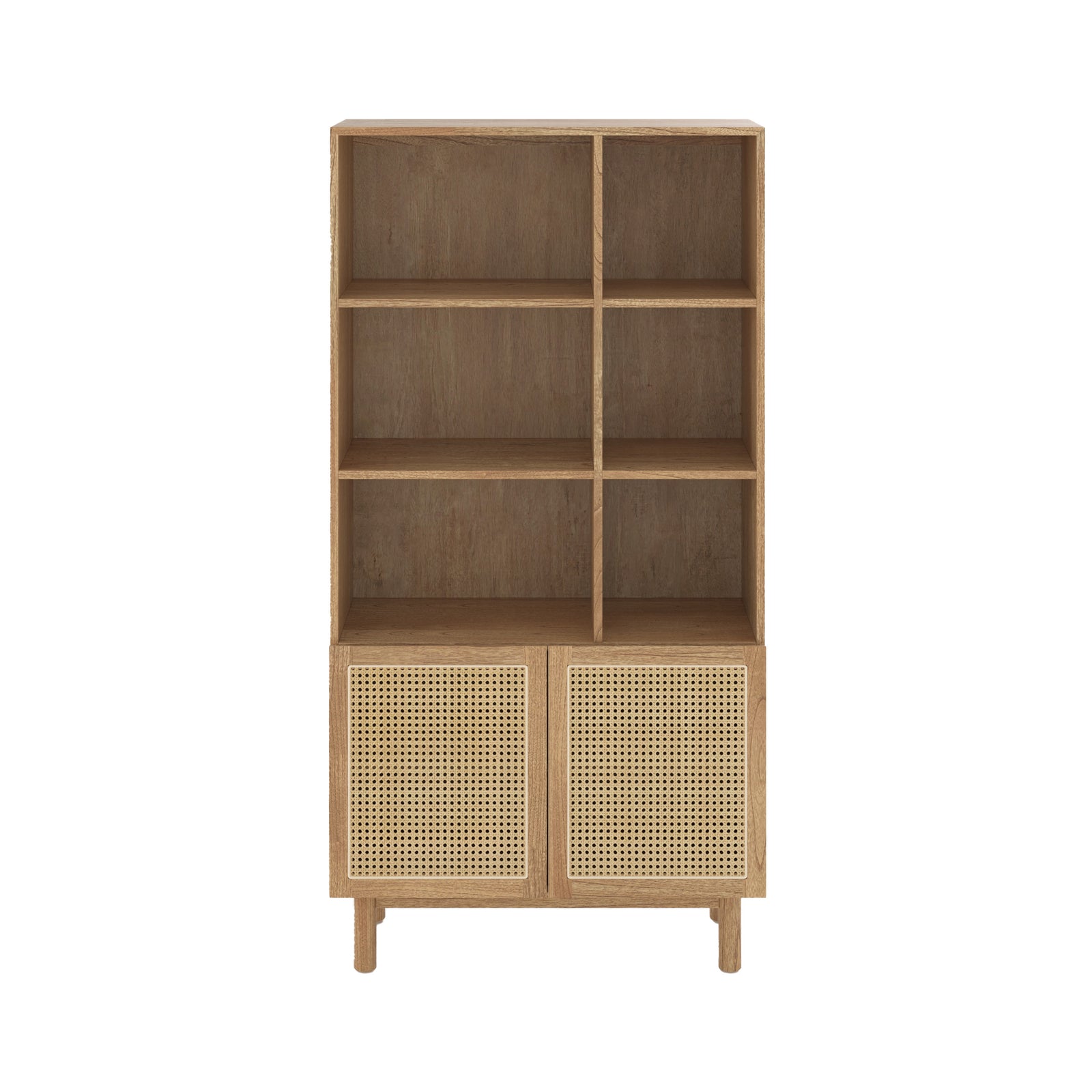 bibliotheque bois et rotin etagere et rangement delya fond blanc