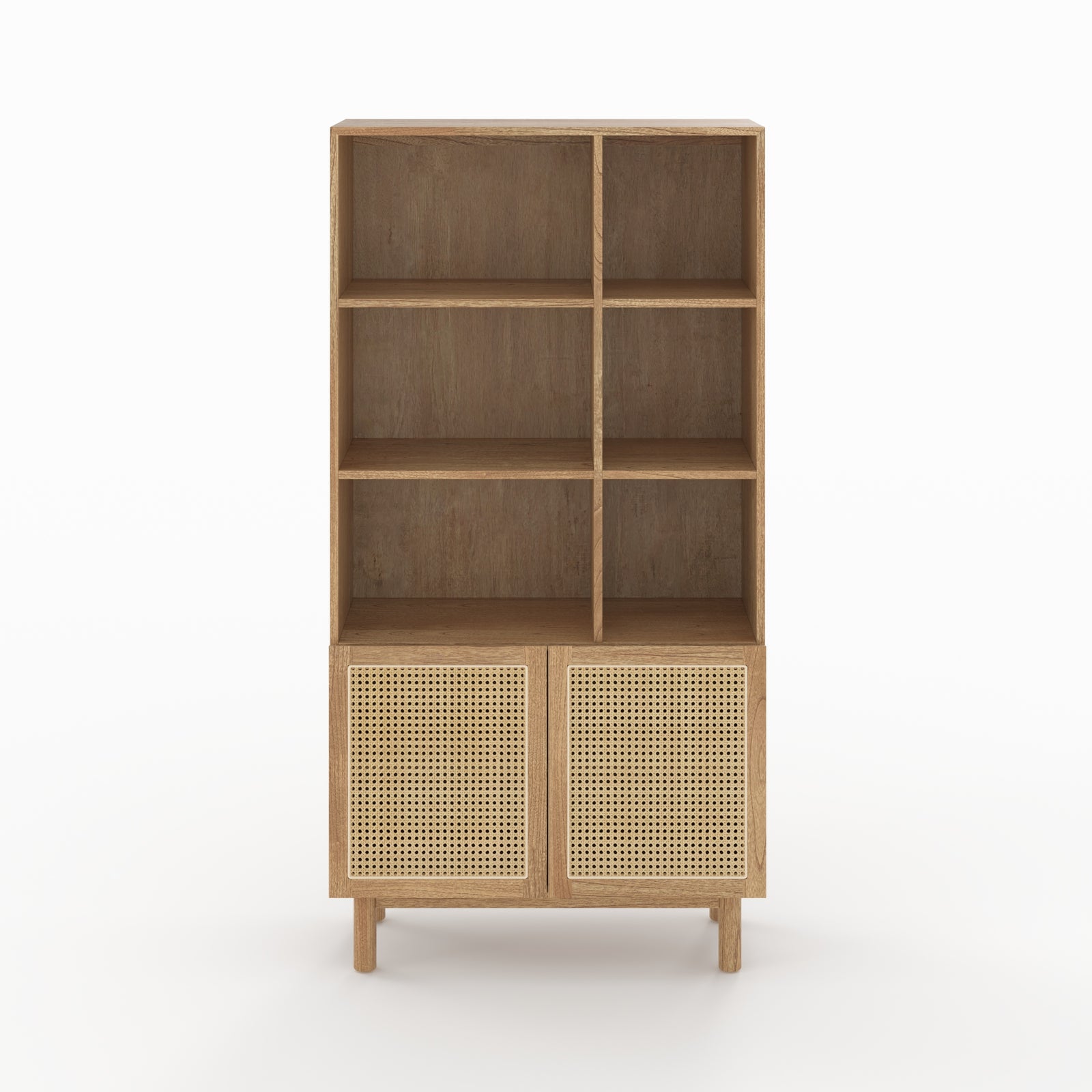 bibliotheque bois et rotin etagere et rangement delya