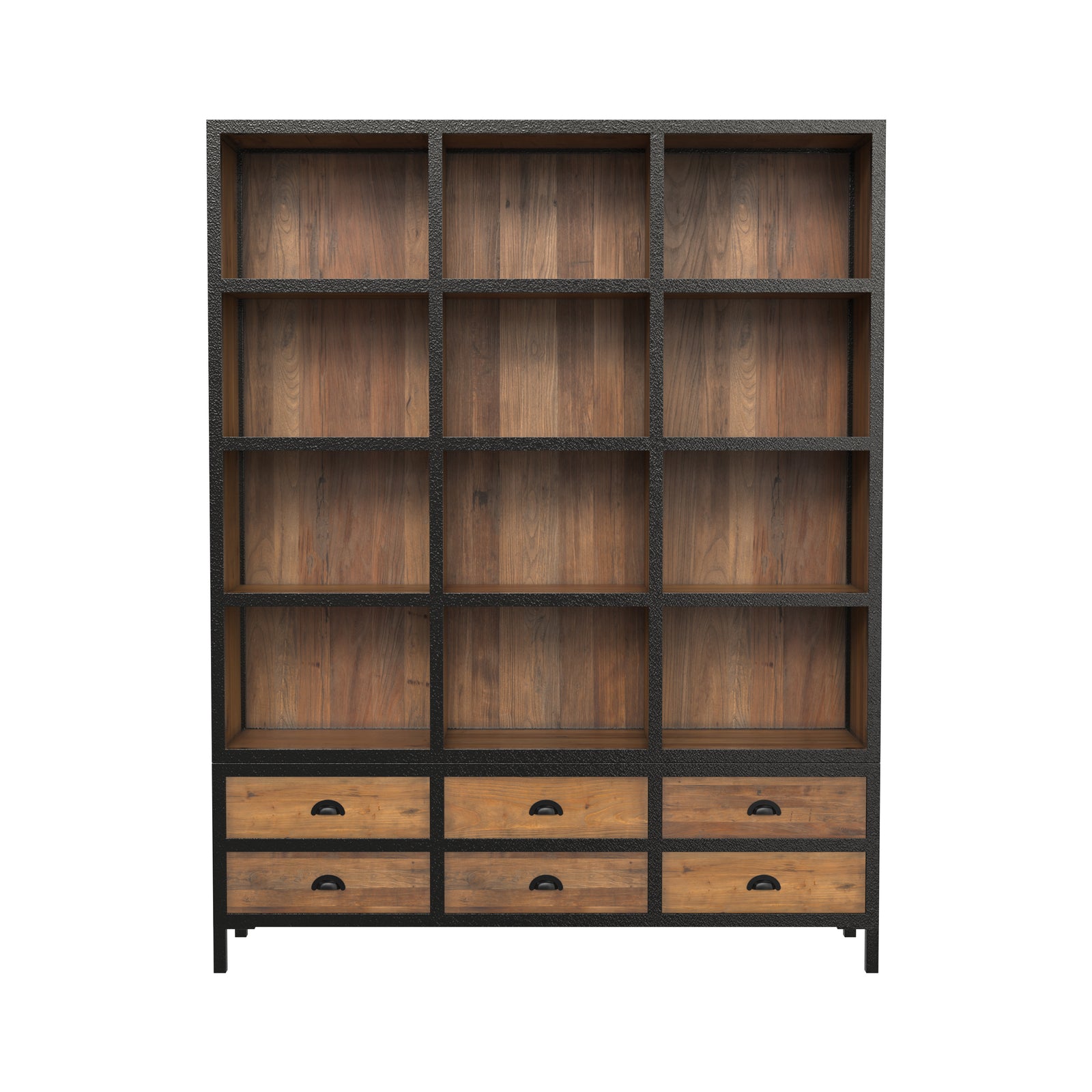 bibliotheque en metal et cedre recycle shelby