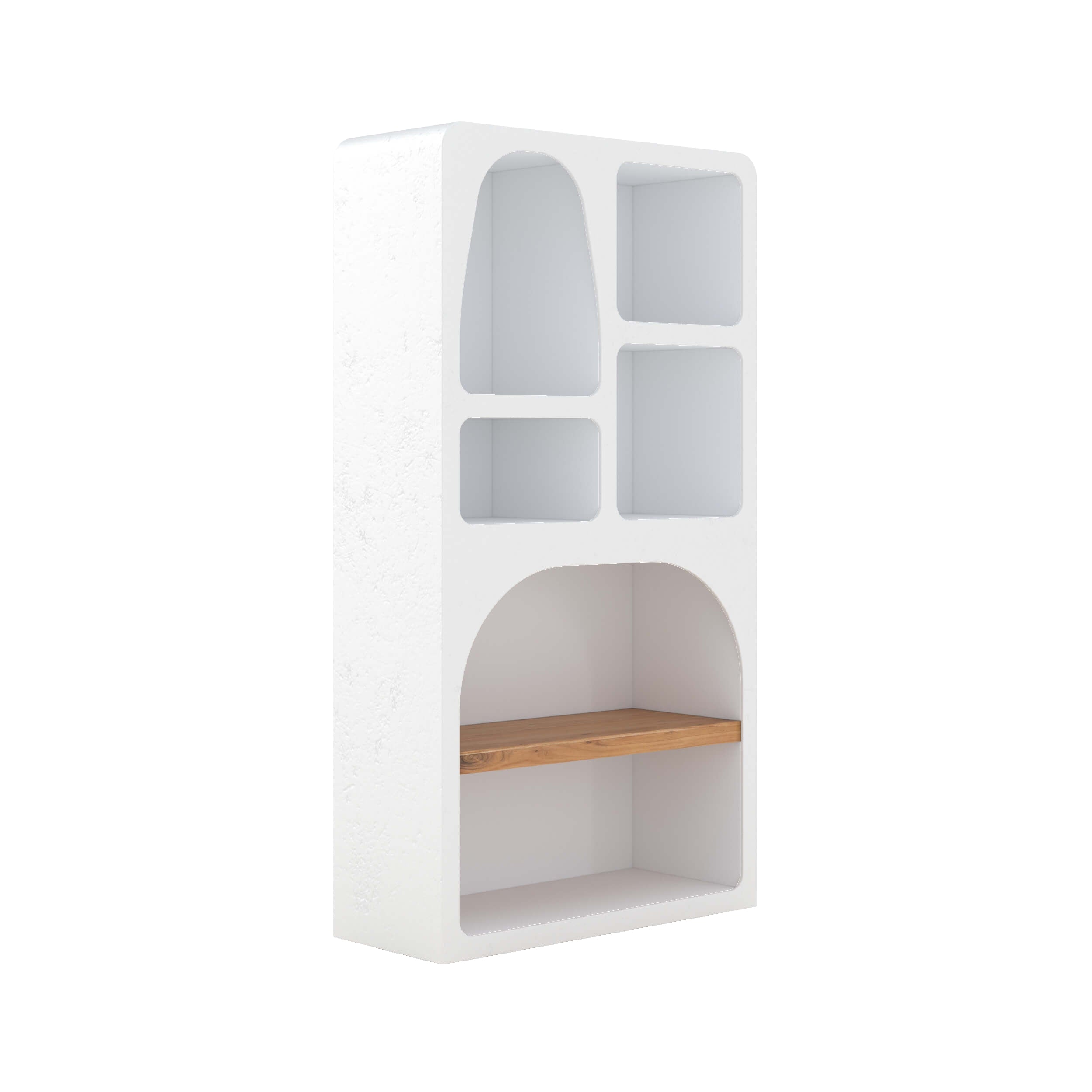 bibliotheque fira en beton blanc casse 6 niches