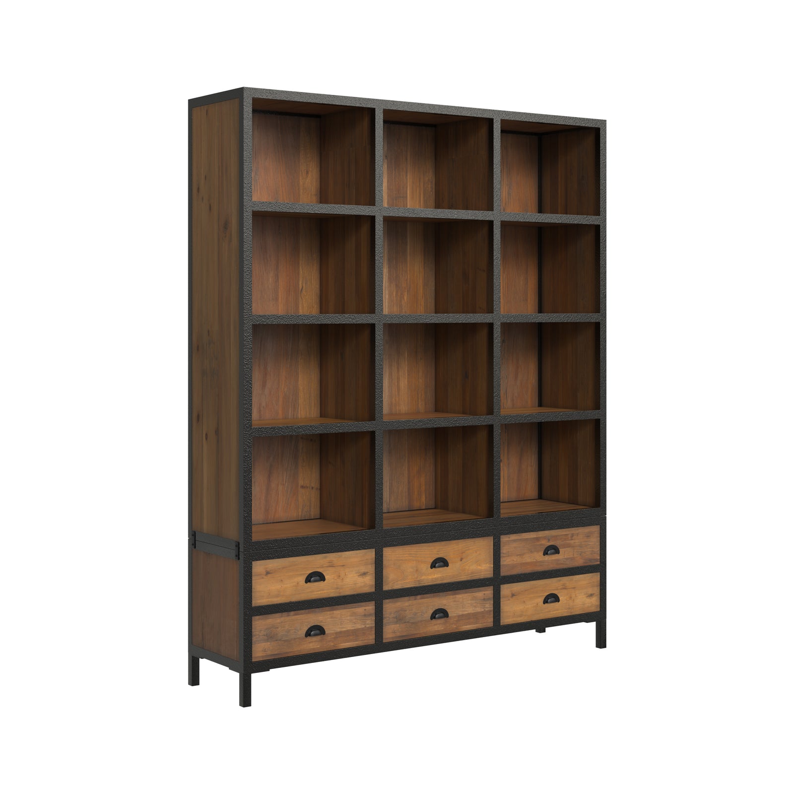 bibliotheque shelby en metal et cedre recycle