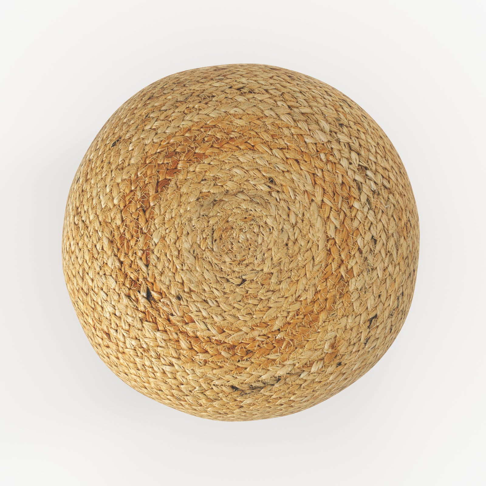 billy pouf rond en jute et blanc diametre 40 cm