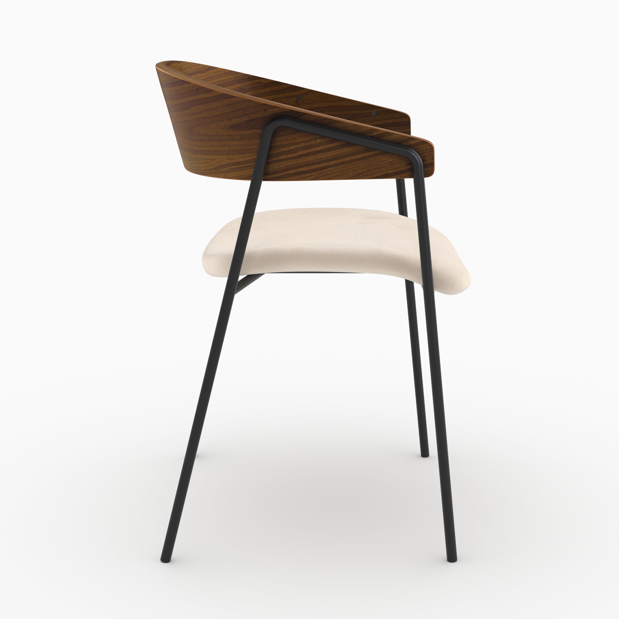 Lot de 2 chaises Esmée en velours blanc cassé et bois de noyer