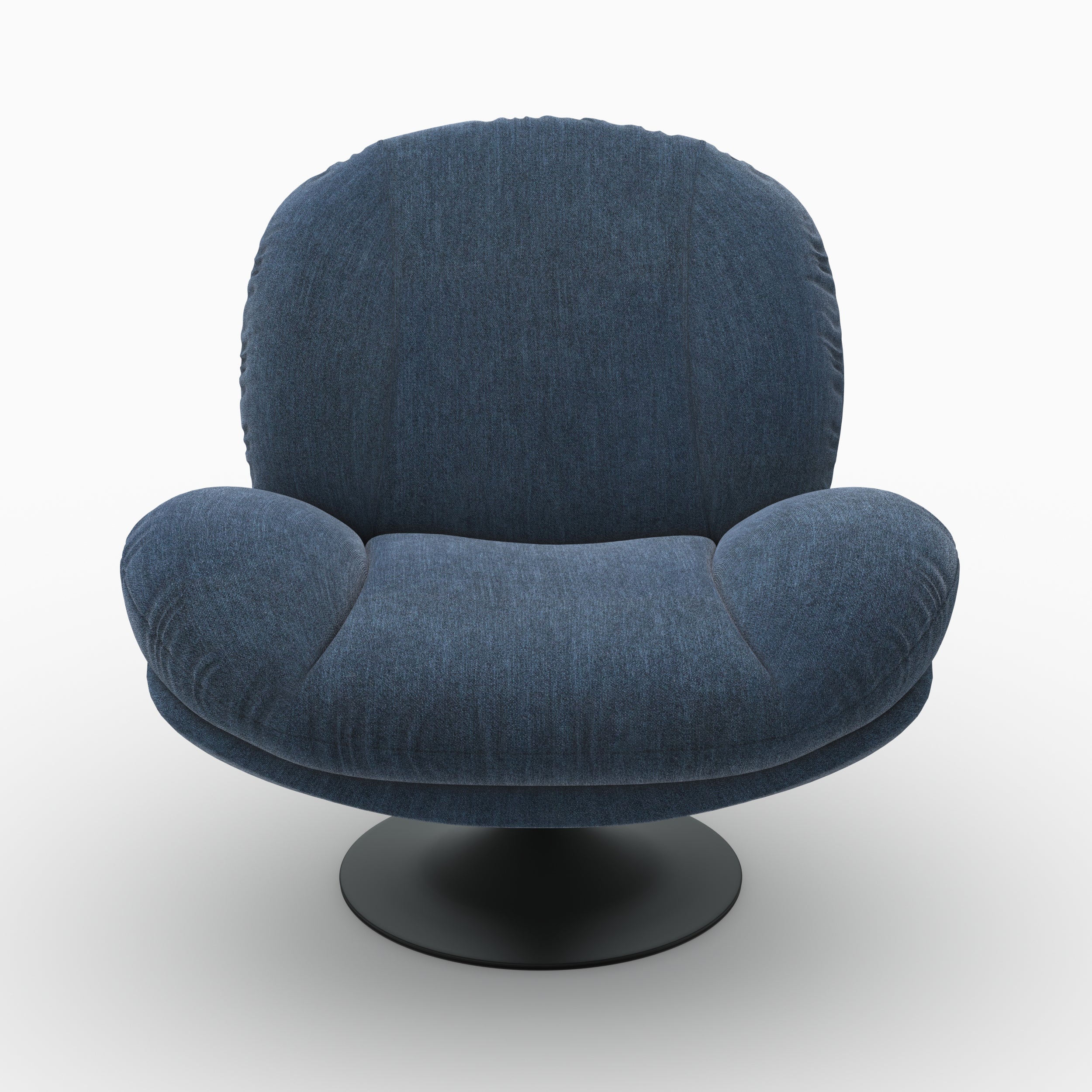 Fauteuil Ricci pivotant en tissu effet velours bleu foncé