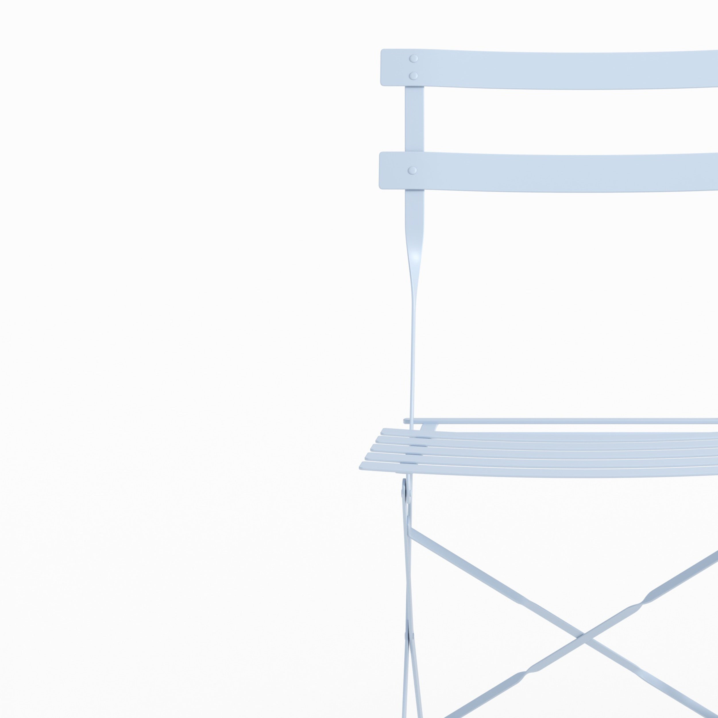 Table ronde et chaises de jardin pliantes Kayla 2 places en métal bleu