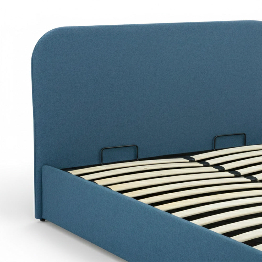 Lit double Tilly avec coffre 160x200 cm en tissu bleu
