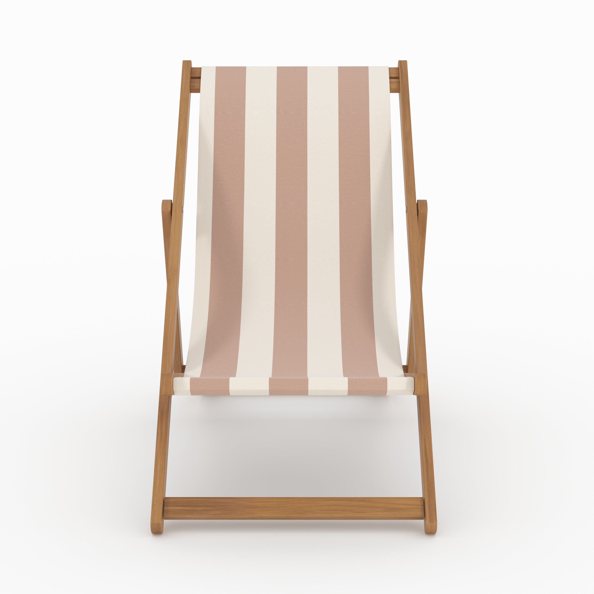 Lot de 2 chiliennes de jardin Bohol en bois d'acacia et tissu rayé écru et taupe