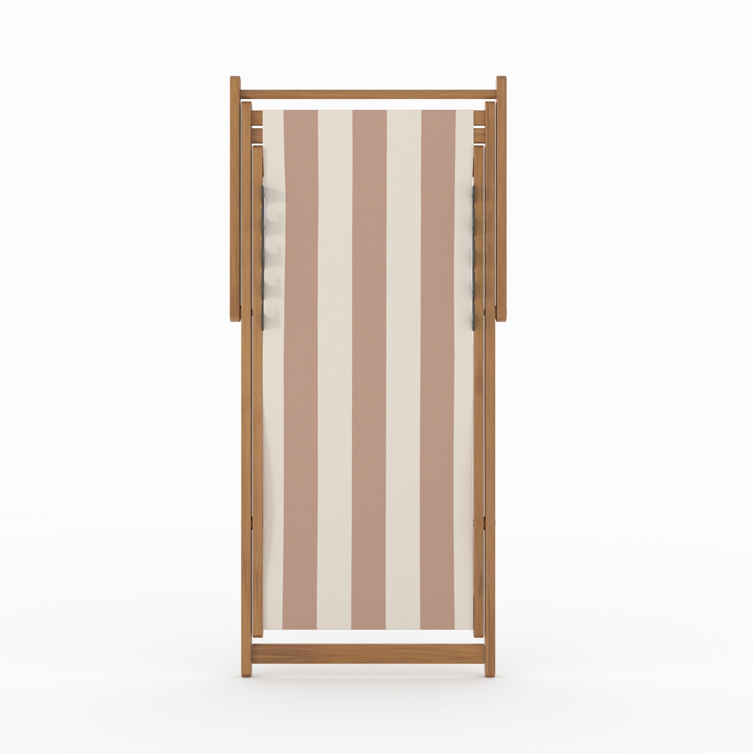 Lot de 2 chiliennes de jardin Bohol en bois d'acacia et tissu rayé écru et taupe