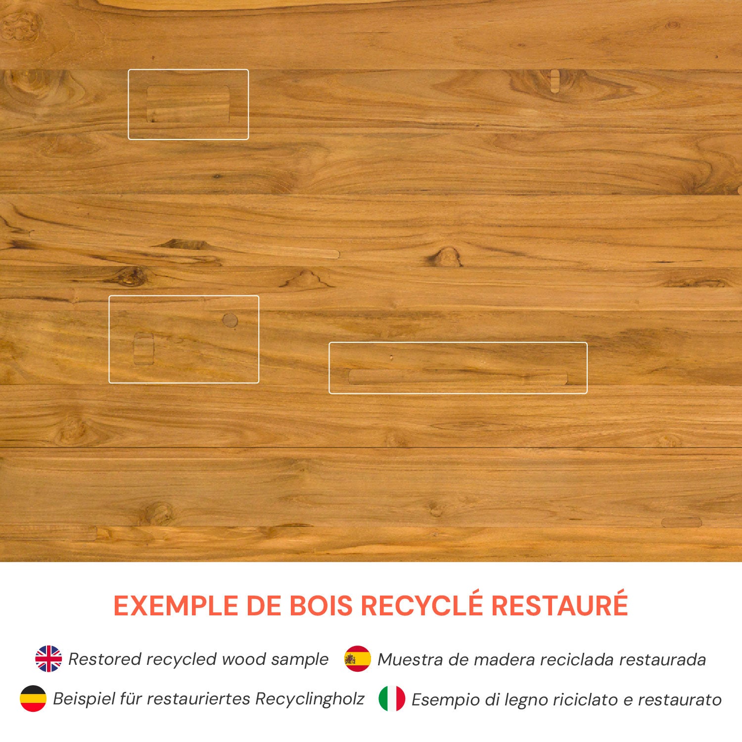 bois recycle teck banc 240 cm rdv deco