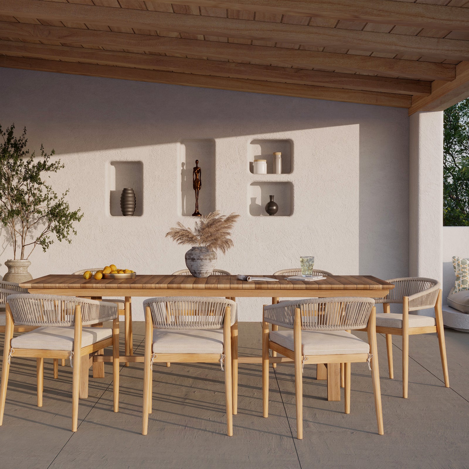 budi table de jardin 240 cm bois de teck ambiance