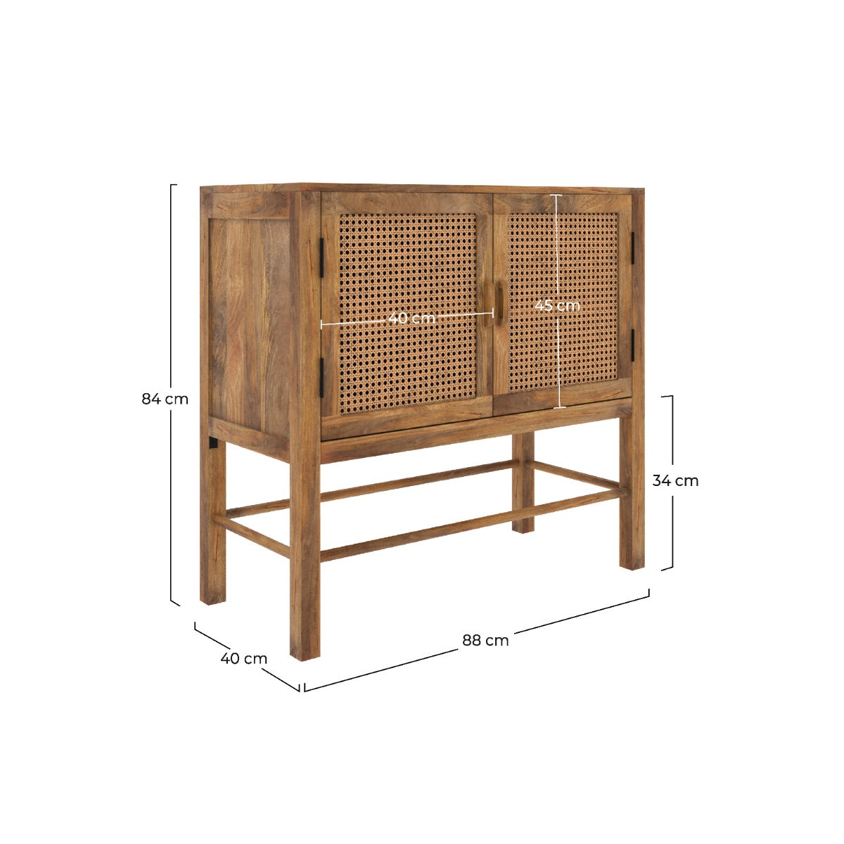 buffet 2 portes en cannage tiki