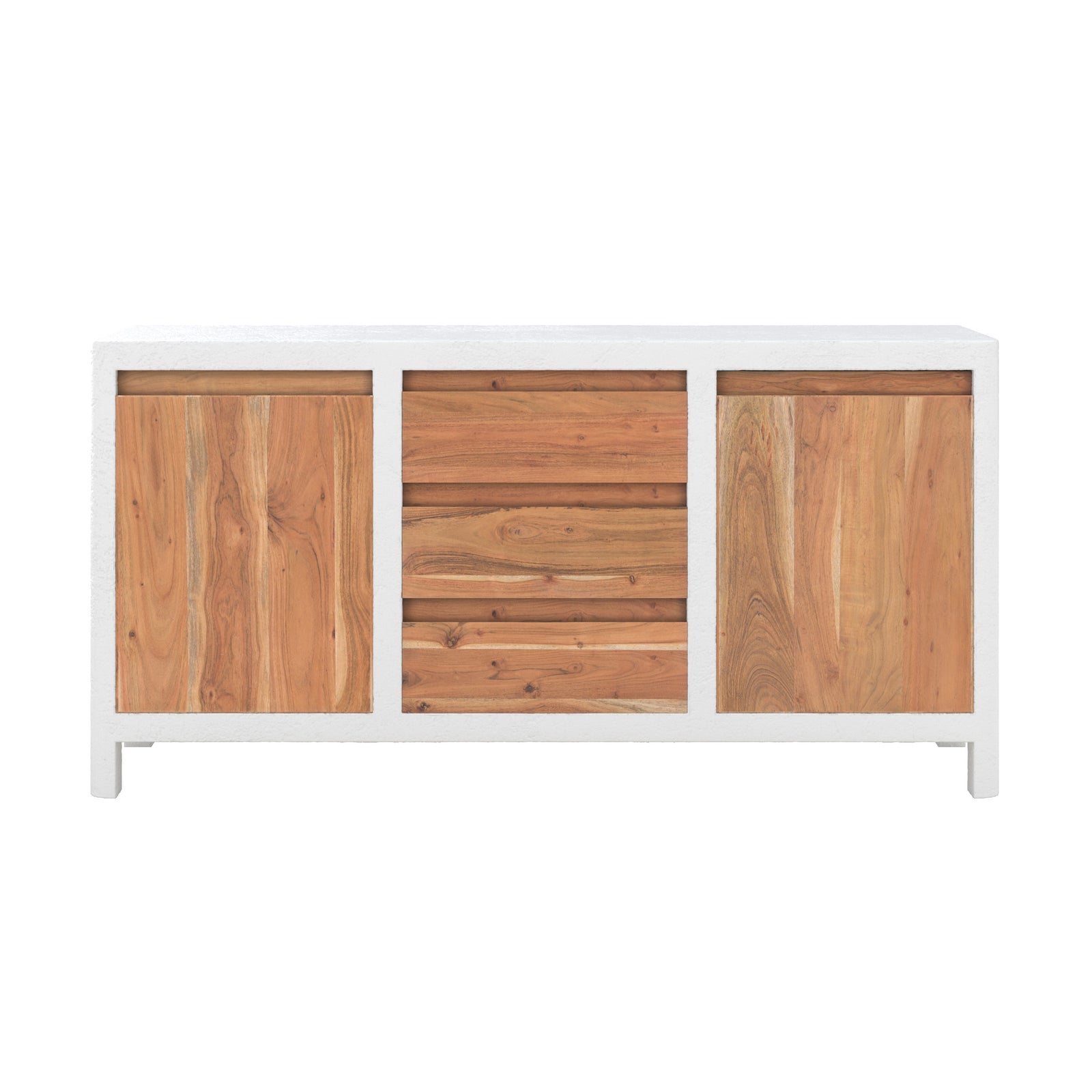 buffet basile en beton blanc et bois d acacia