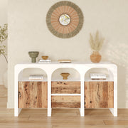 Buffet Fira en béton blanc cassé et bois