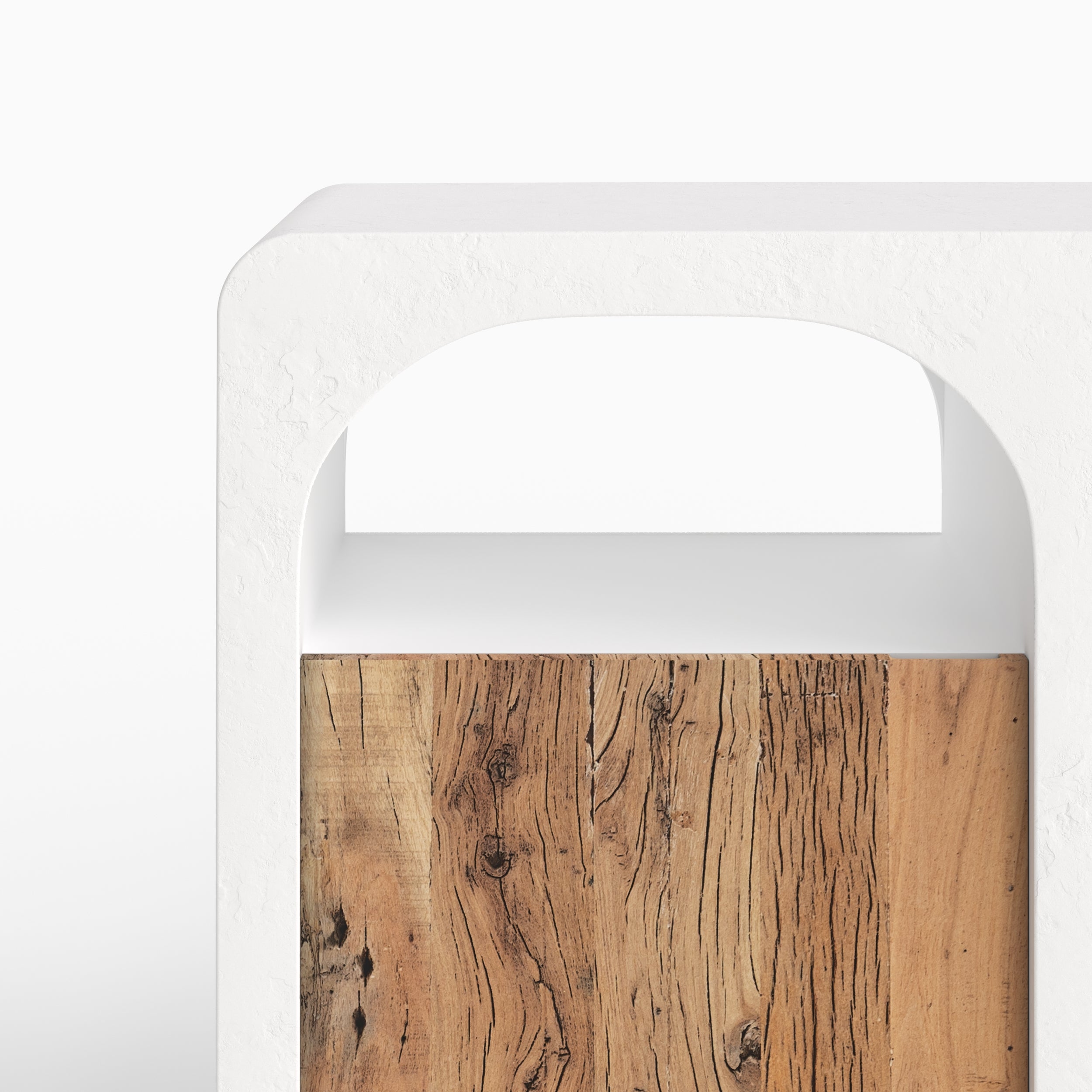 Buffet Fira en béton blanc cassé et bois