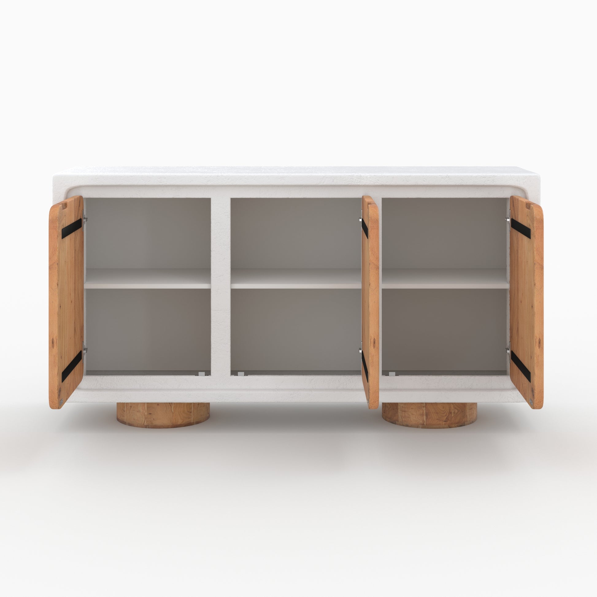 buffet eden 3 portes 6 niches en beton et bois