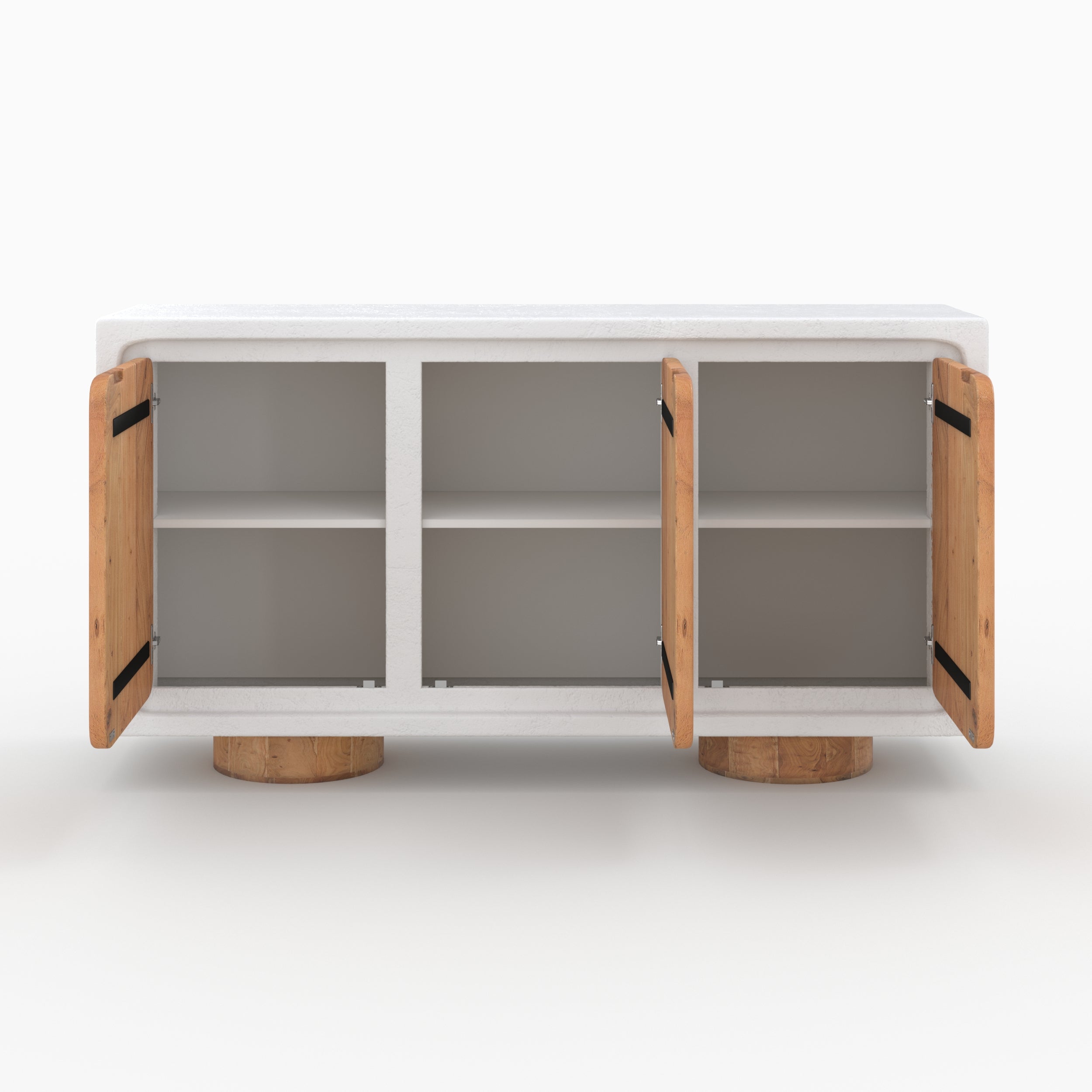 buffet eden 3 portes 6 niches en beton et bois
