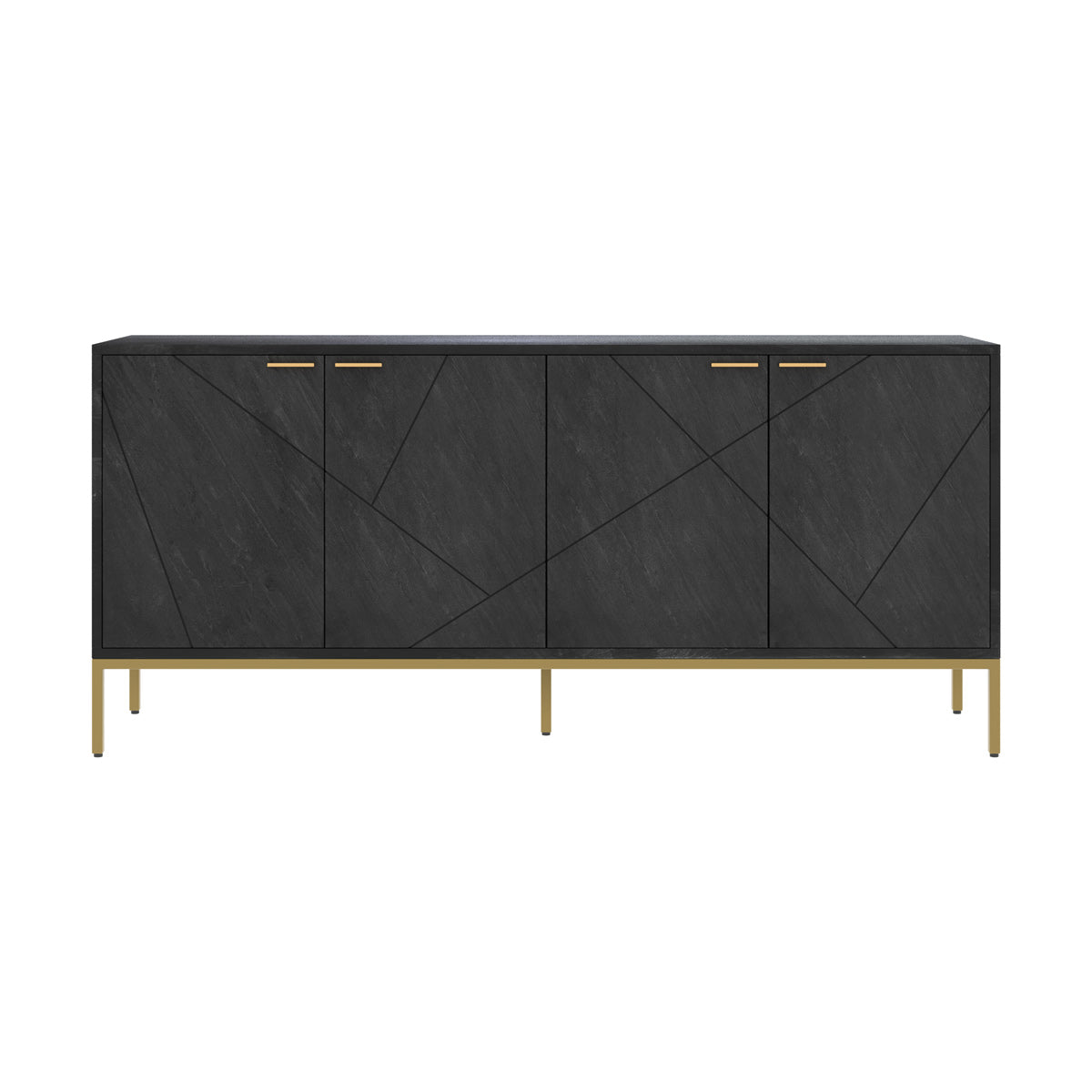 buffet en ardoise metal et bois de manguier 4 portes marcelle