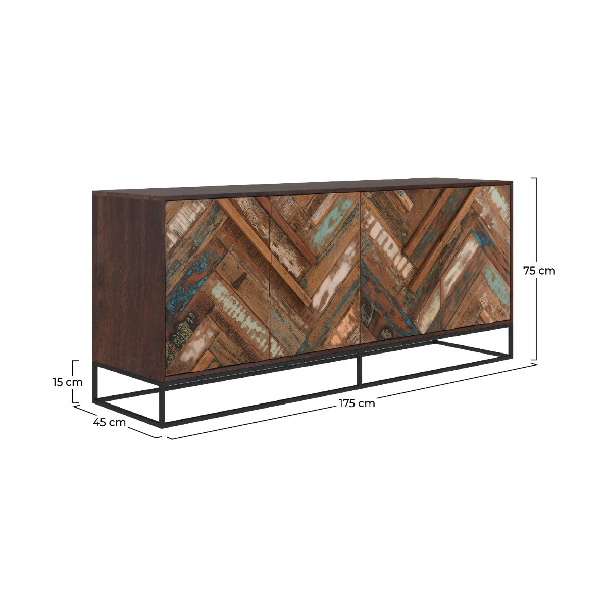 buffet en bois d acacia et recycle 4 portes krabi