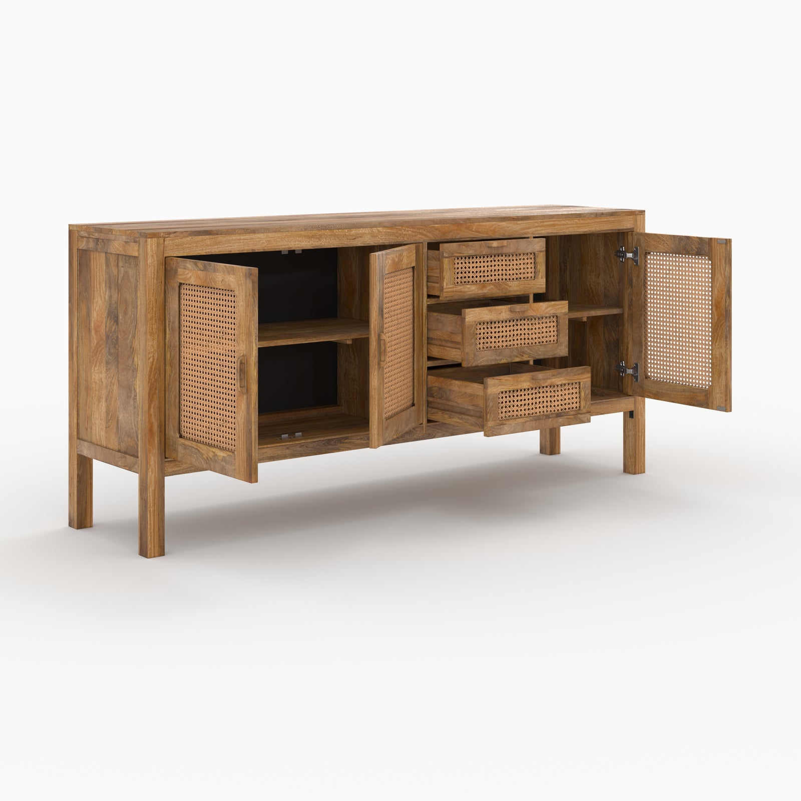 buffet en cannage 3 portes et 3 tiroirs tiki