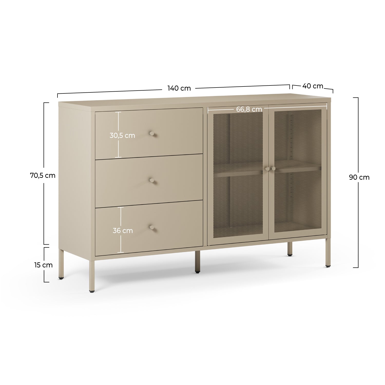 Buffet Latem en metal beige