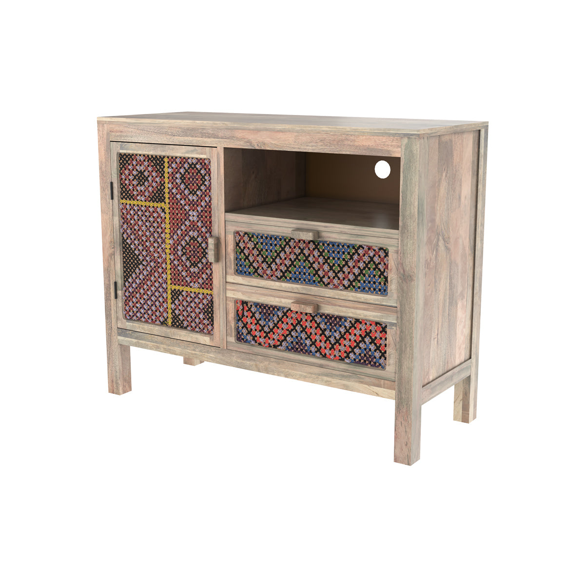 buffet massai porte 2_tiroirs_en_cannage colore