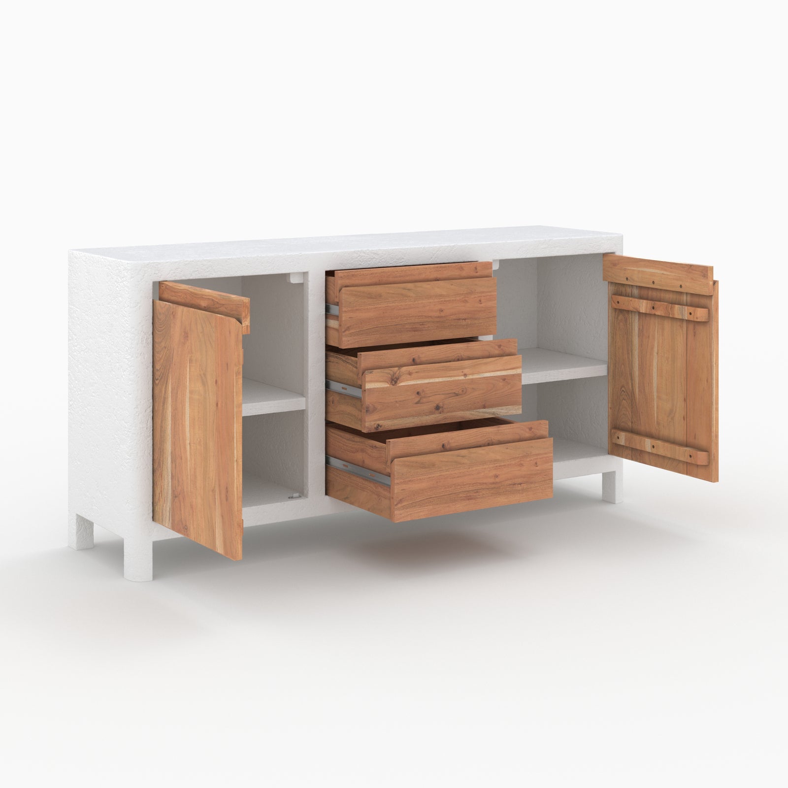 buffet multi rangement basile en beton et bois