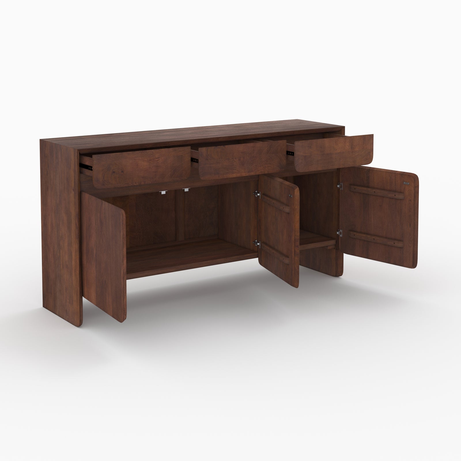 buffet paco en bois de manguier avec 3 portes et 3 tiroirs rangement