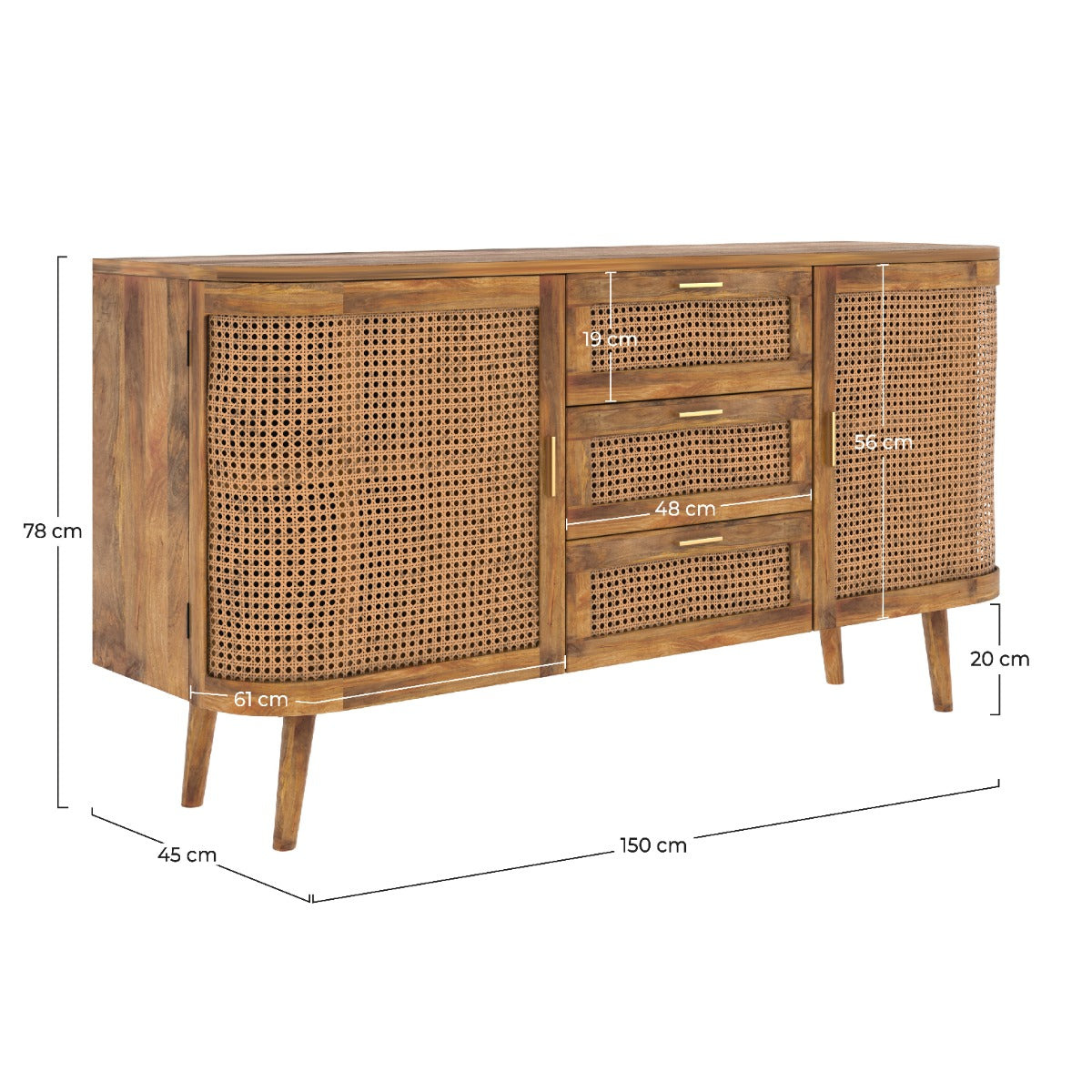 buffet portes et tiroirs en cannage wendy