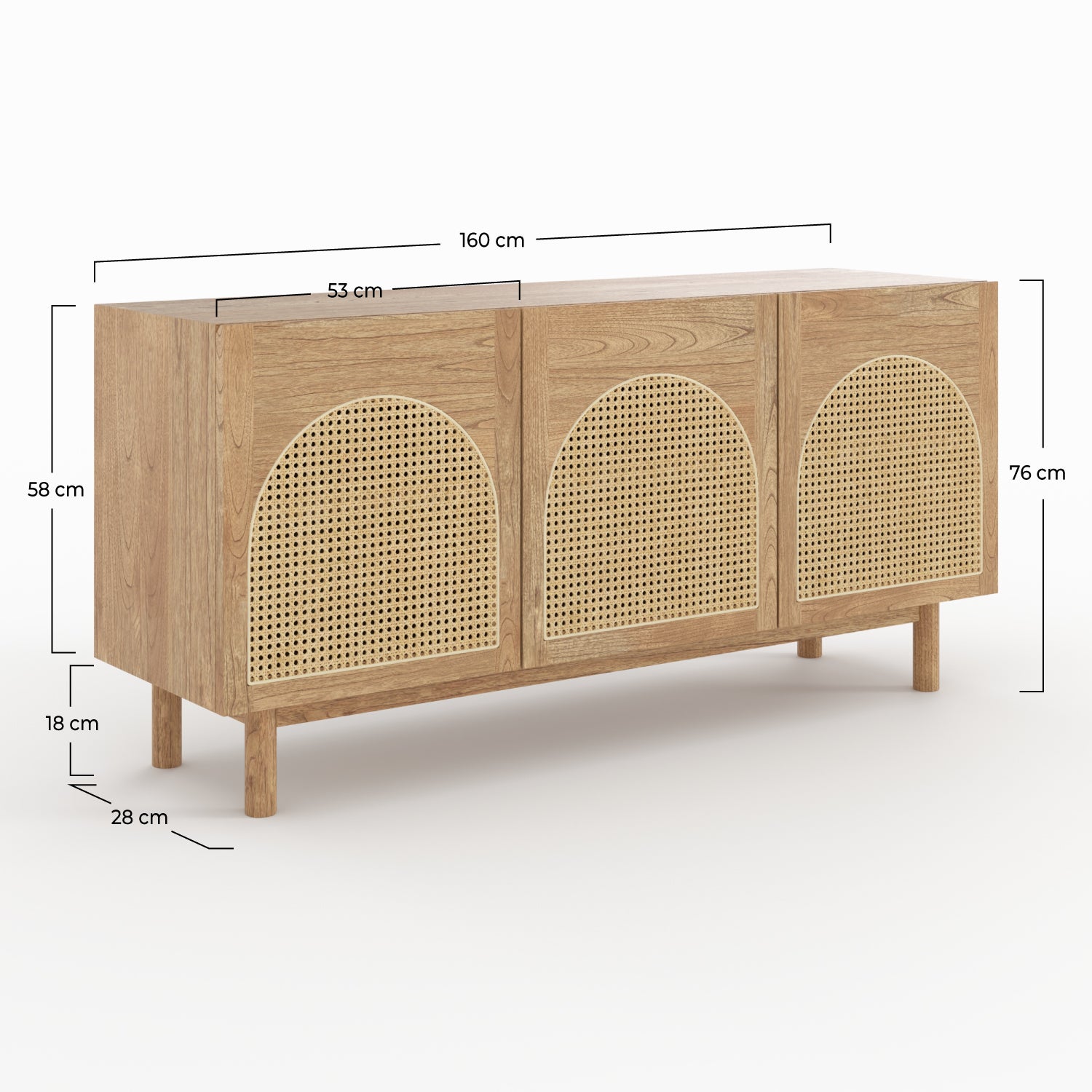 buffet rotin et bois mindi