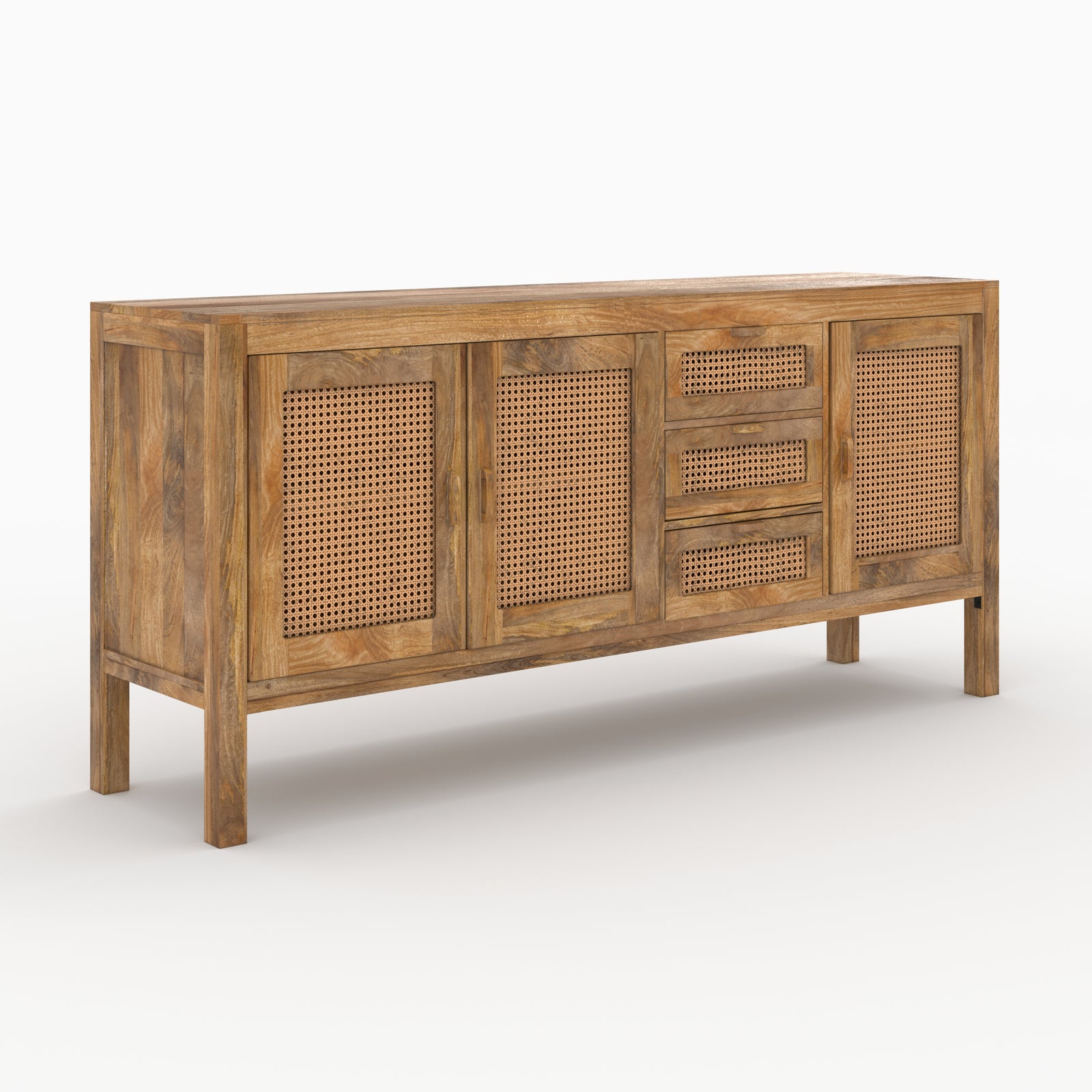 buffet tiki en cannage 3 portes et 3 tiroirs