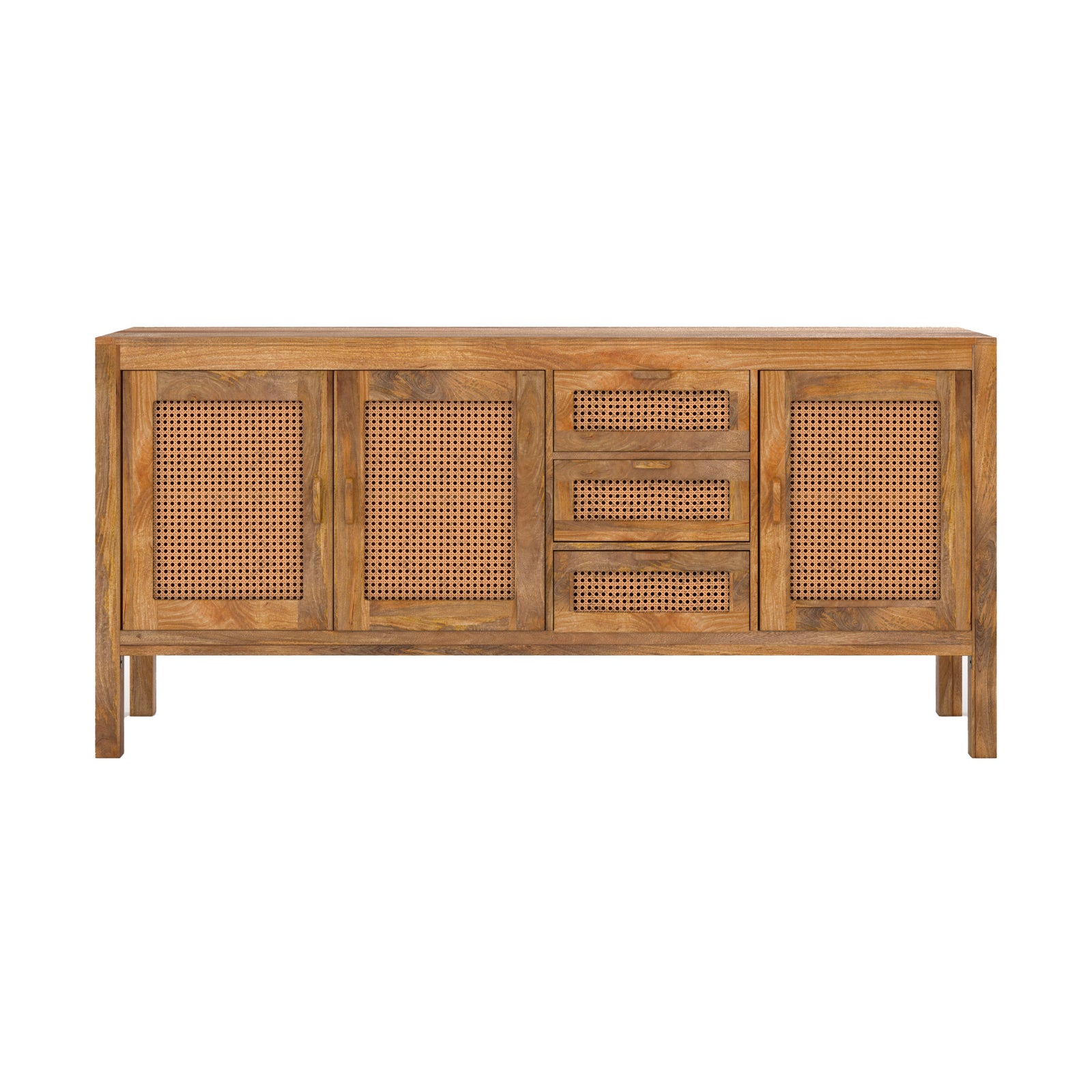 buffet tiki en cannage 3portes et 3 tiroirs fond blanc