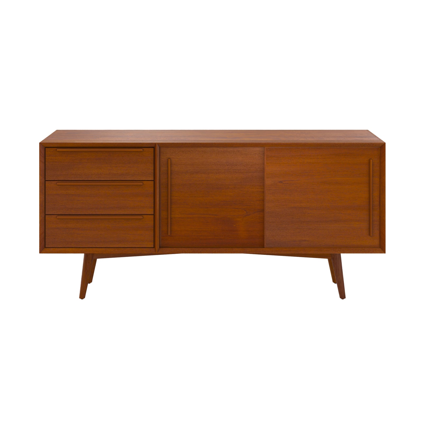 buffet waya bois massif teck 2 portes coulissantes 3 tiroirs