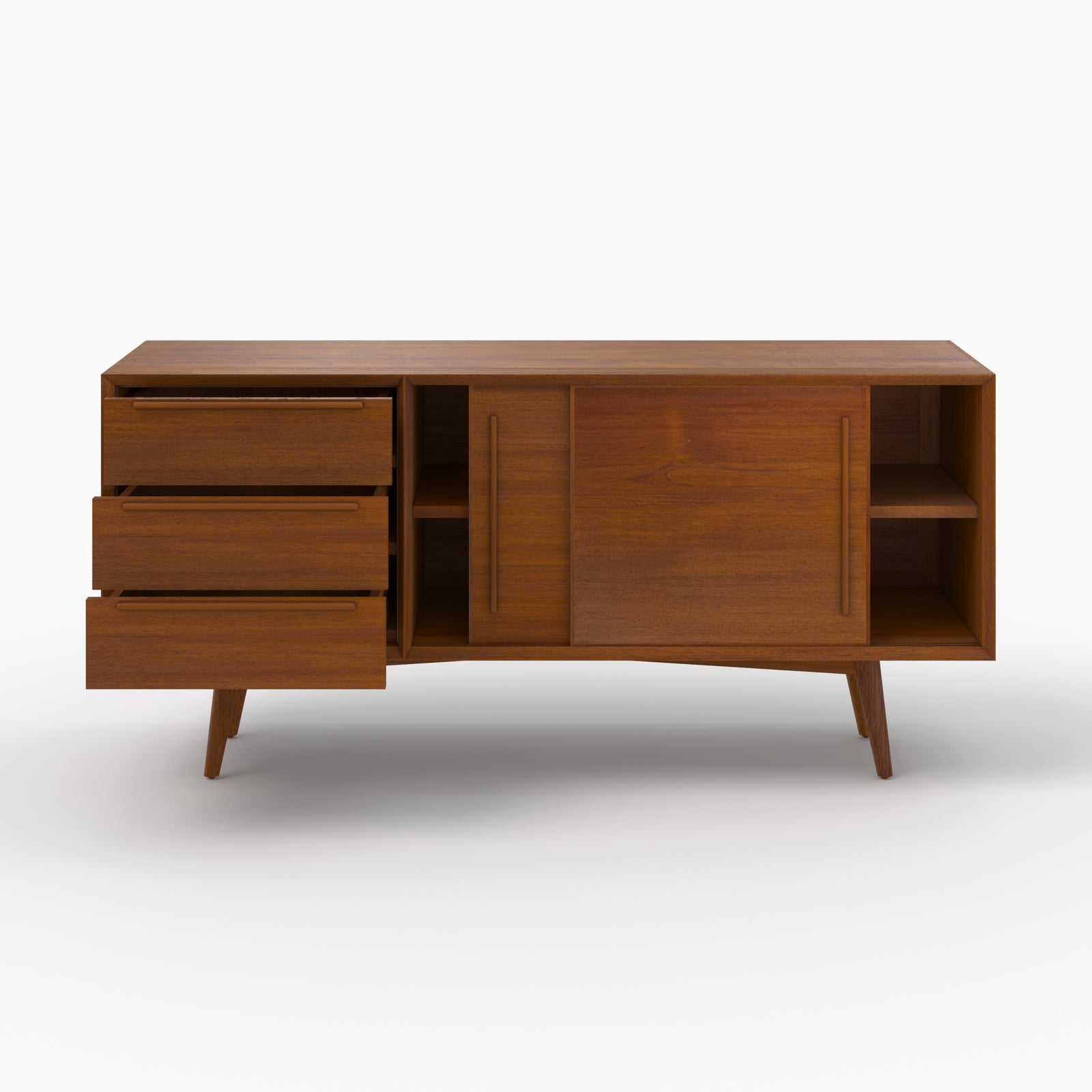 buffet waya teck massif 3 tiroirs 2 portes coulissantes