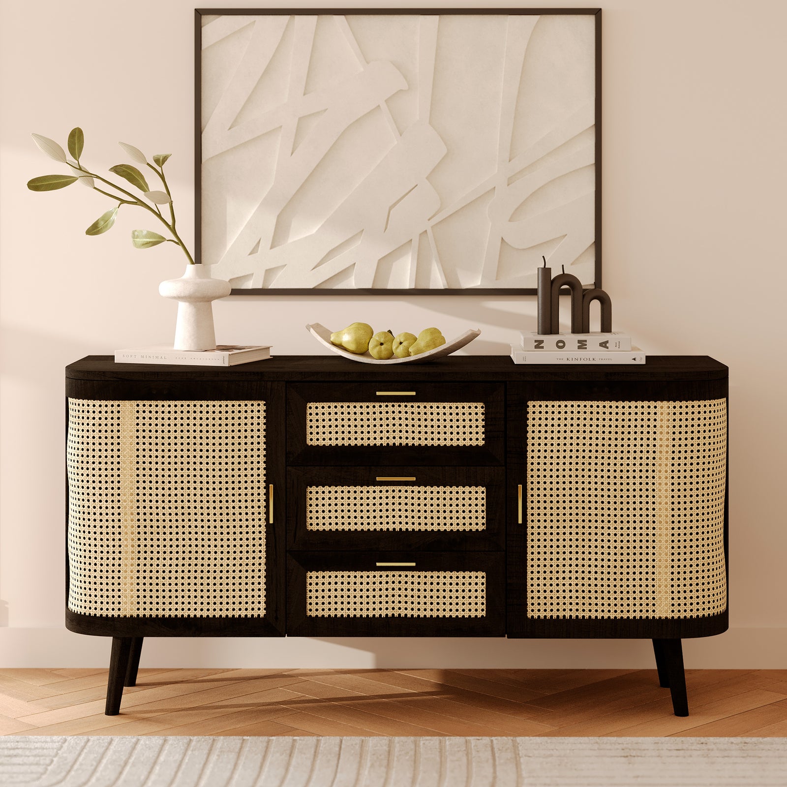 buffet wendy en bois et cannage