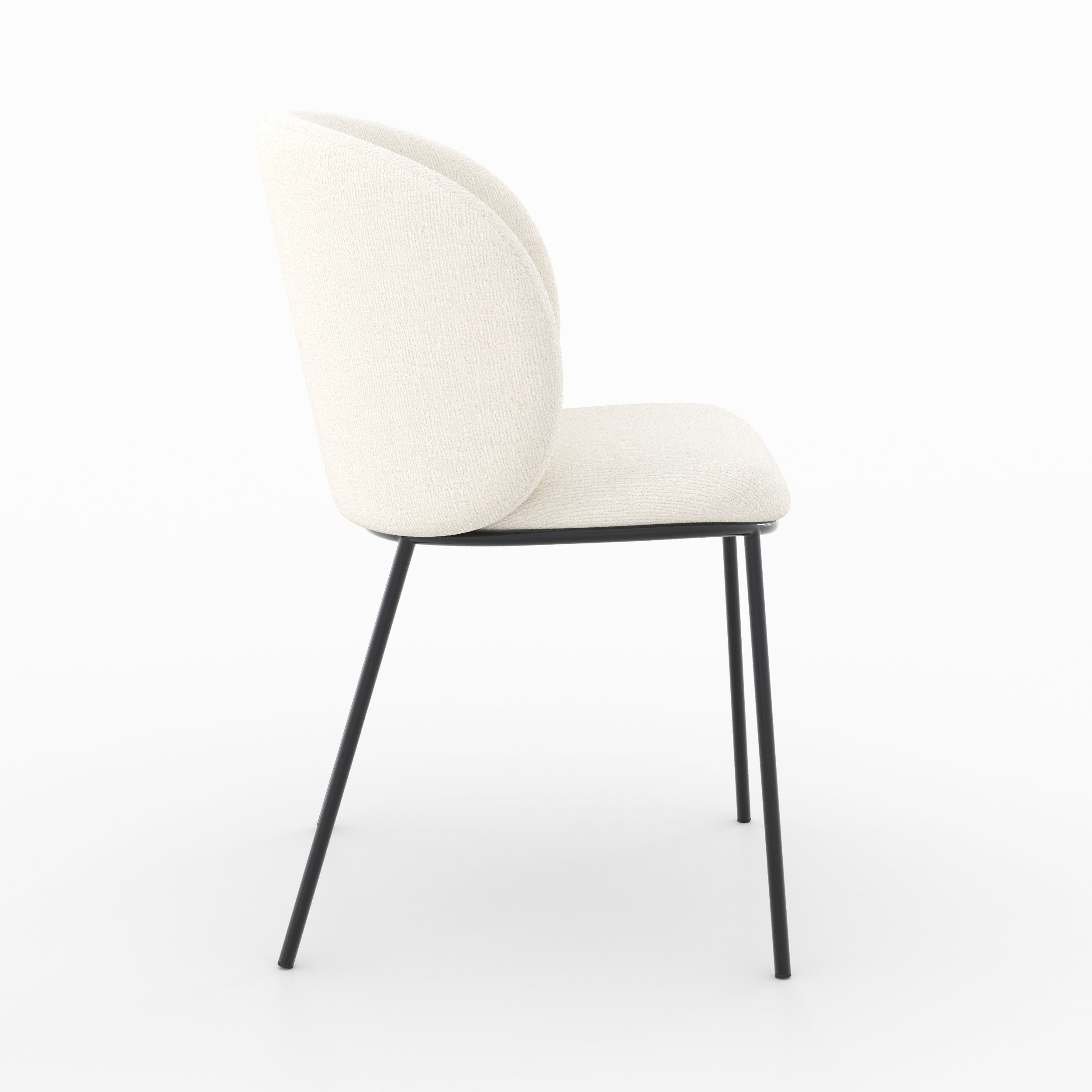 Lot de 2 chaises Bulle en tissu doux blanc, pieds métal noir