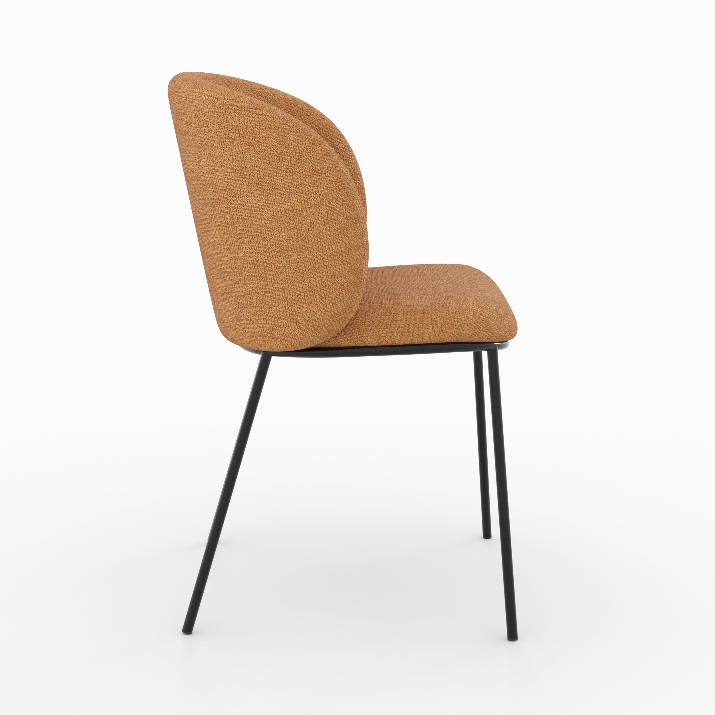 Lot de 2 chaises Bulle en tissu jaune moutarde, pieds métal noir