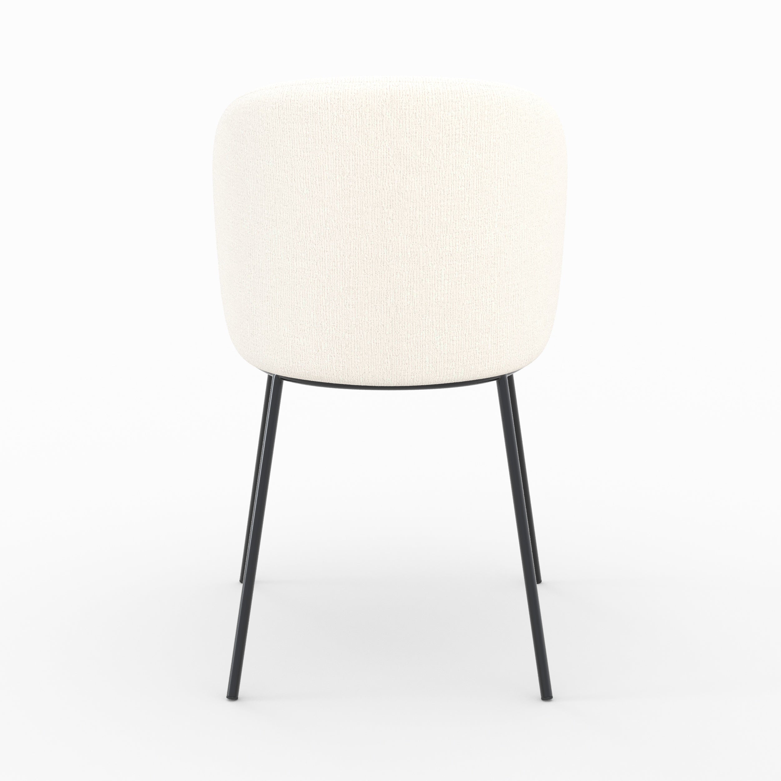 Lot de 2 chaises Bulle en tissu doux blanc, pieds métal noir