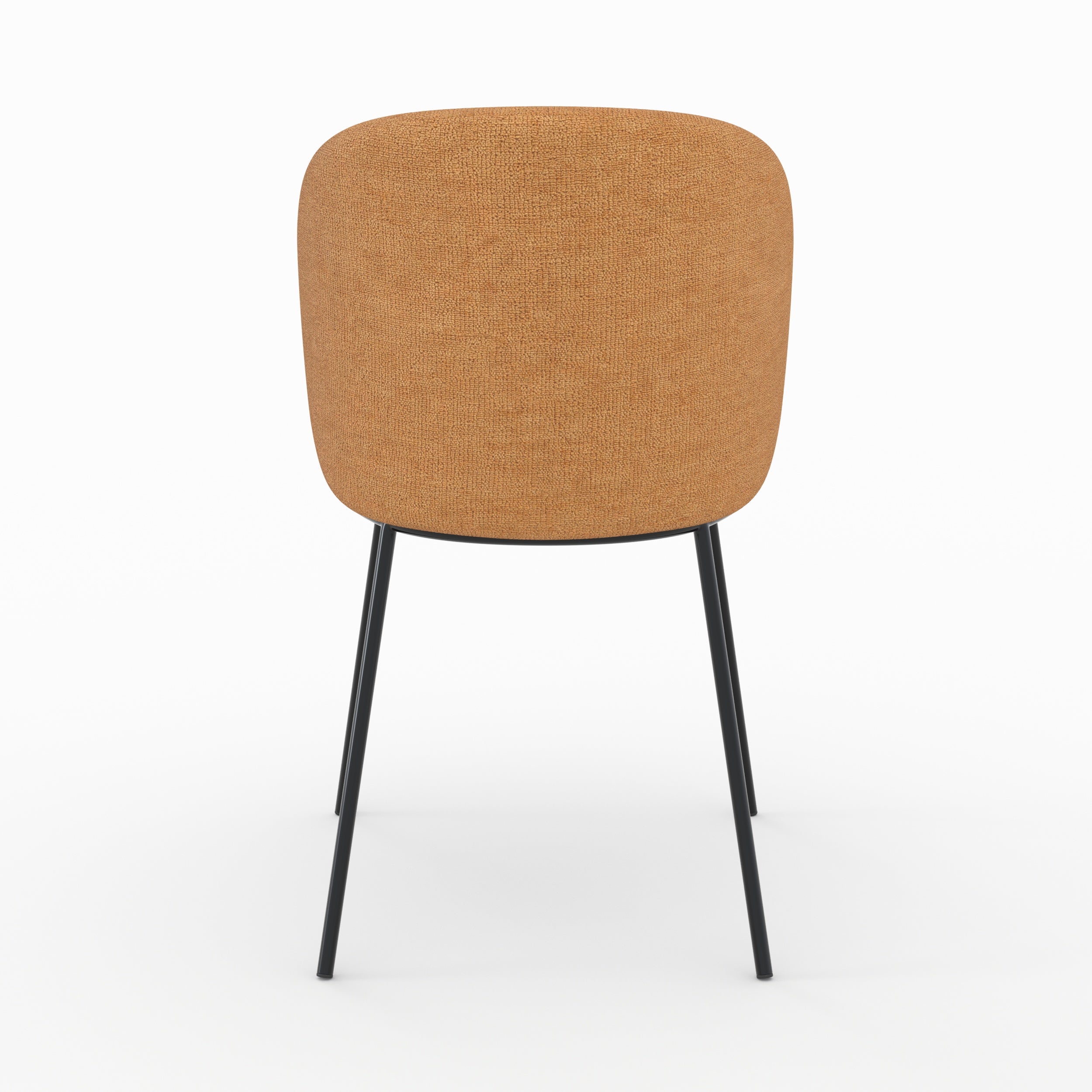 Lot de 2 chaises Bulle en tissu jaune moutarde, pieds métal noir
