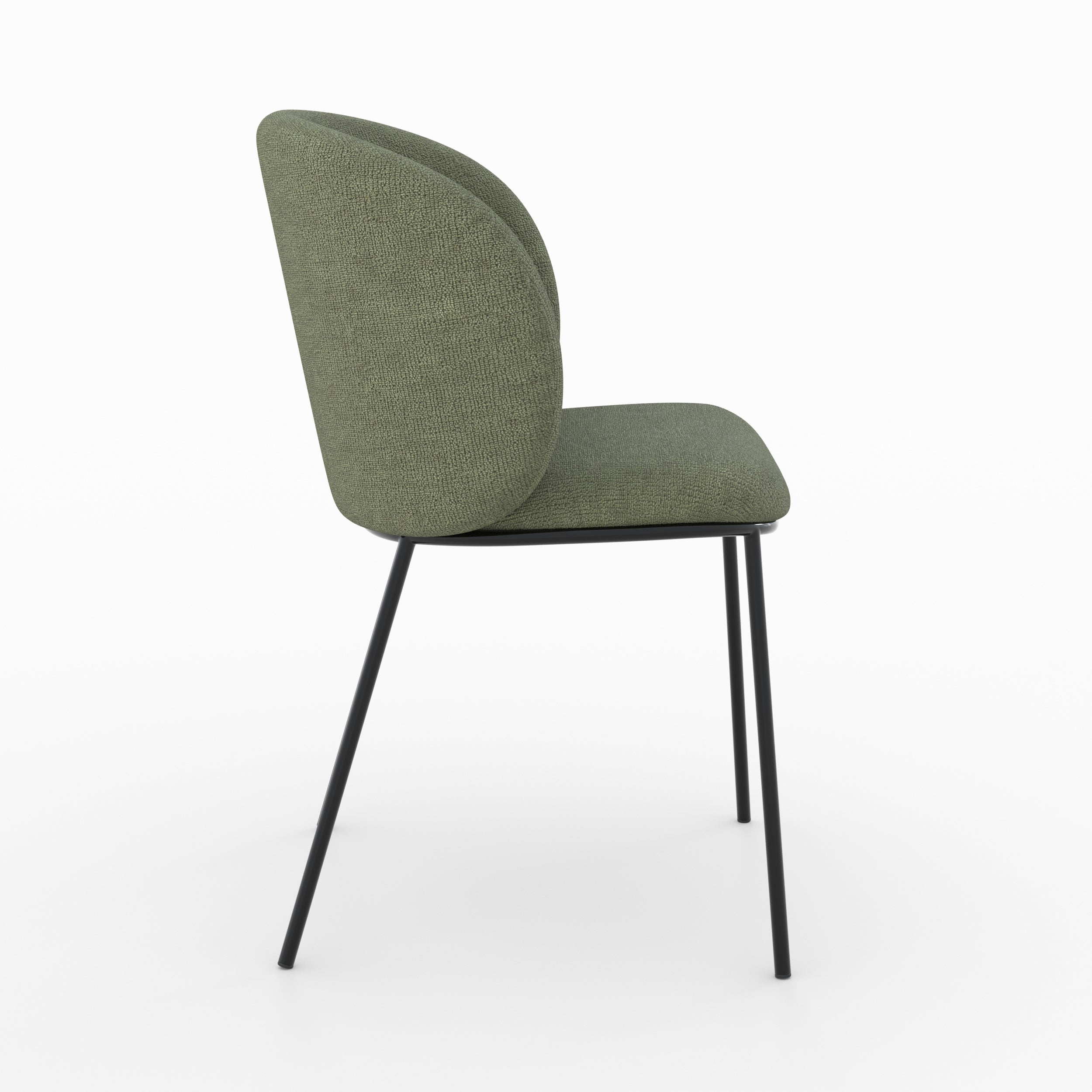 Lot de 2 chaises Bulle en tissu vert kaki, pieds métal noir