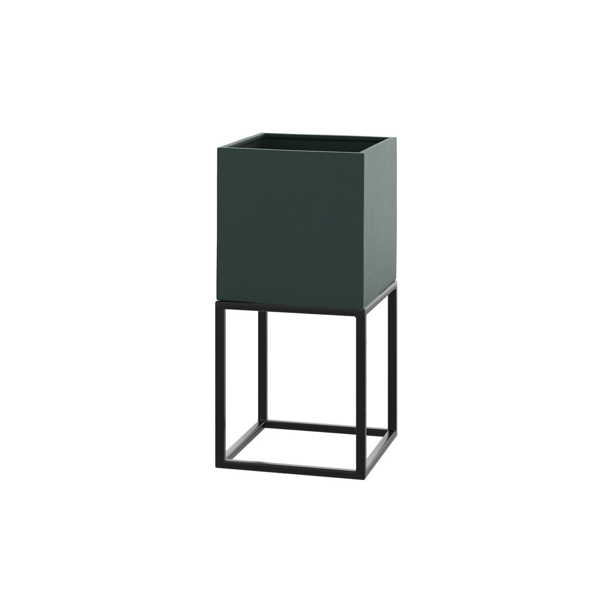 cache pot carre eagle en metal noir et vert