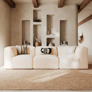 Canapé modulable Mina en velours côtelé blanc cassé 3 places