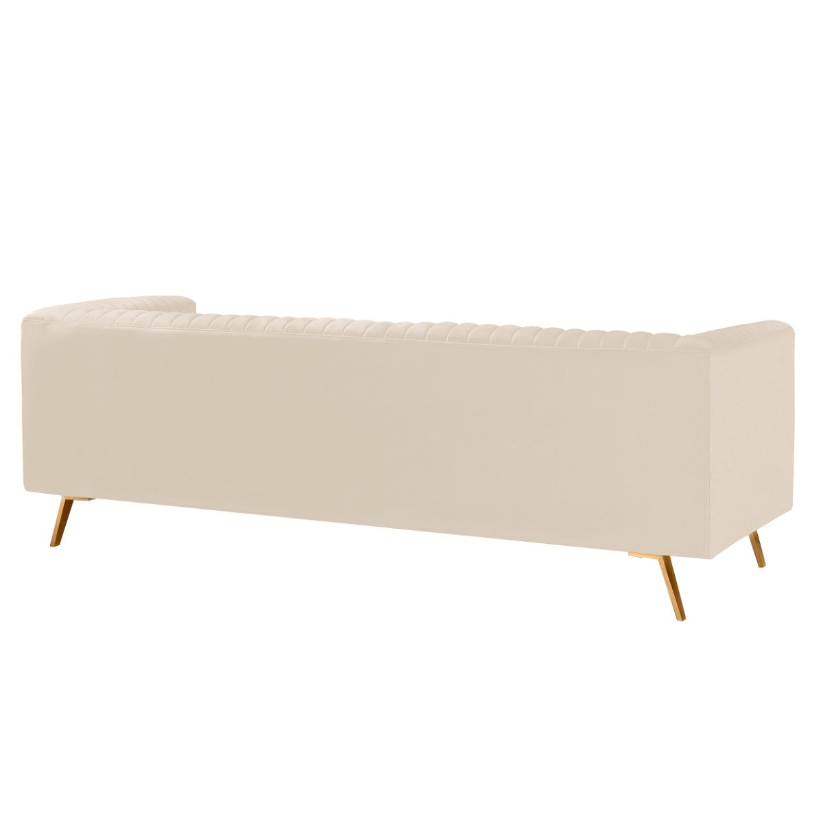canape 3 places en velours beige pieds dore gatsby